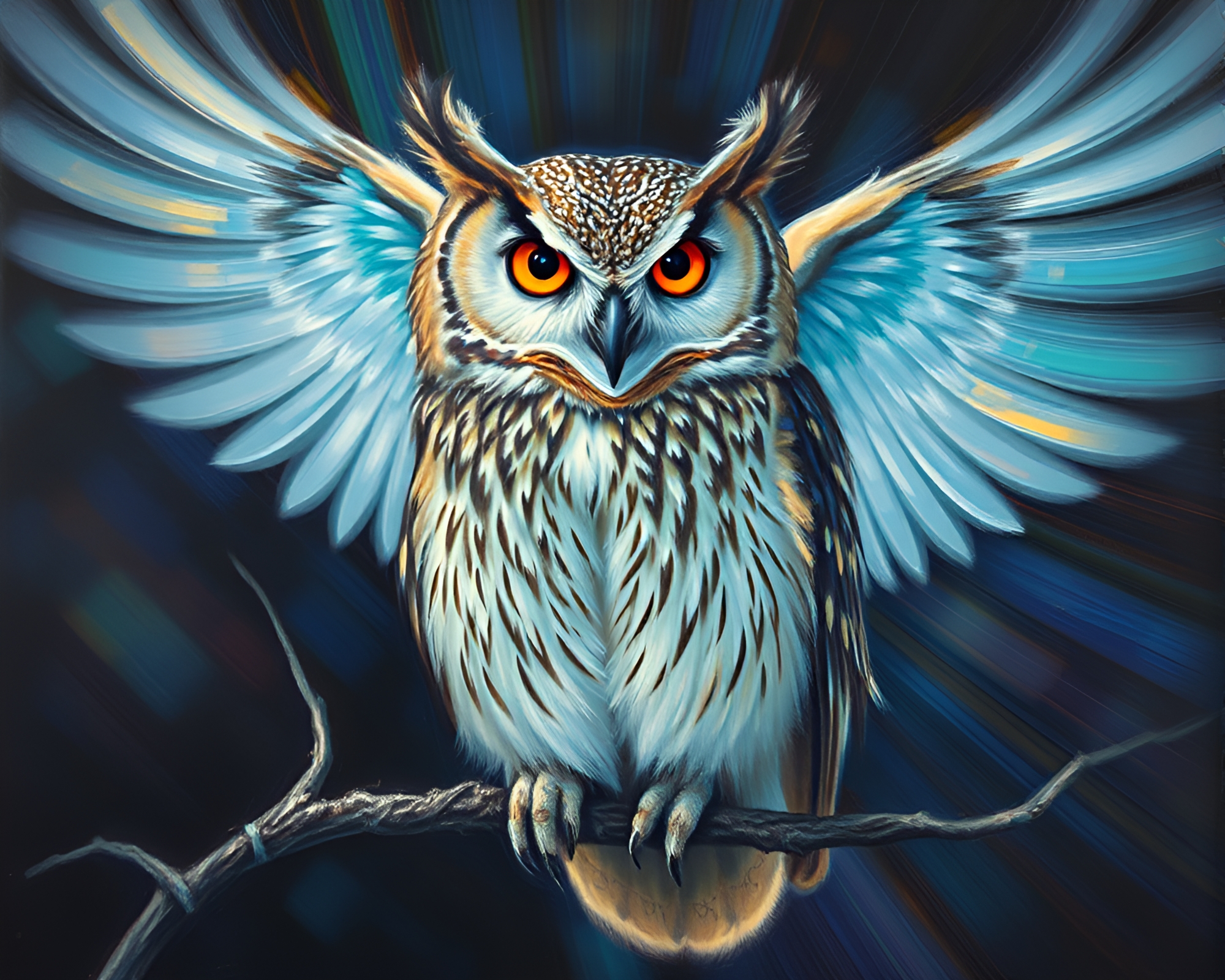 Clockwork Owl in Prism Refraction Motion Blur – free AI stock image
