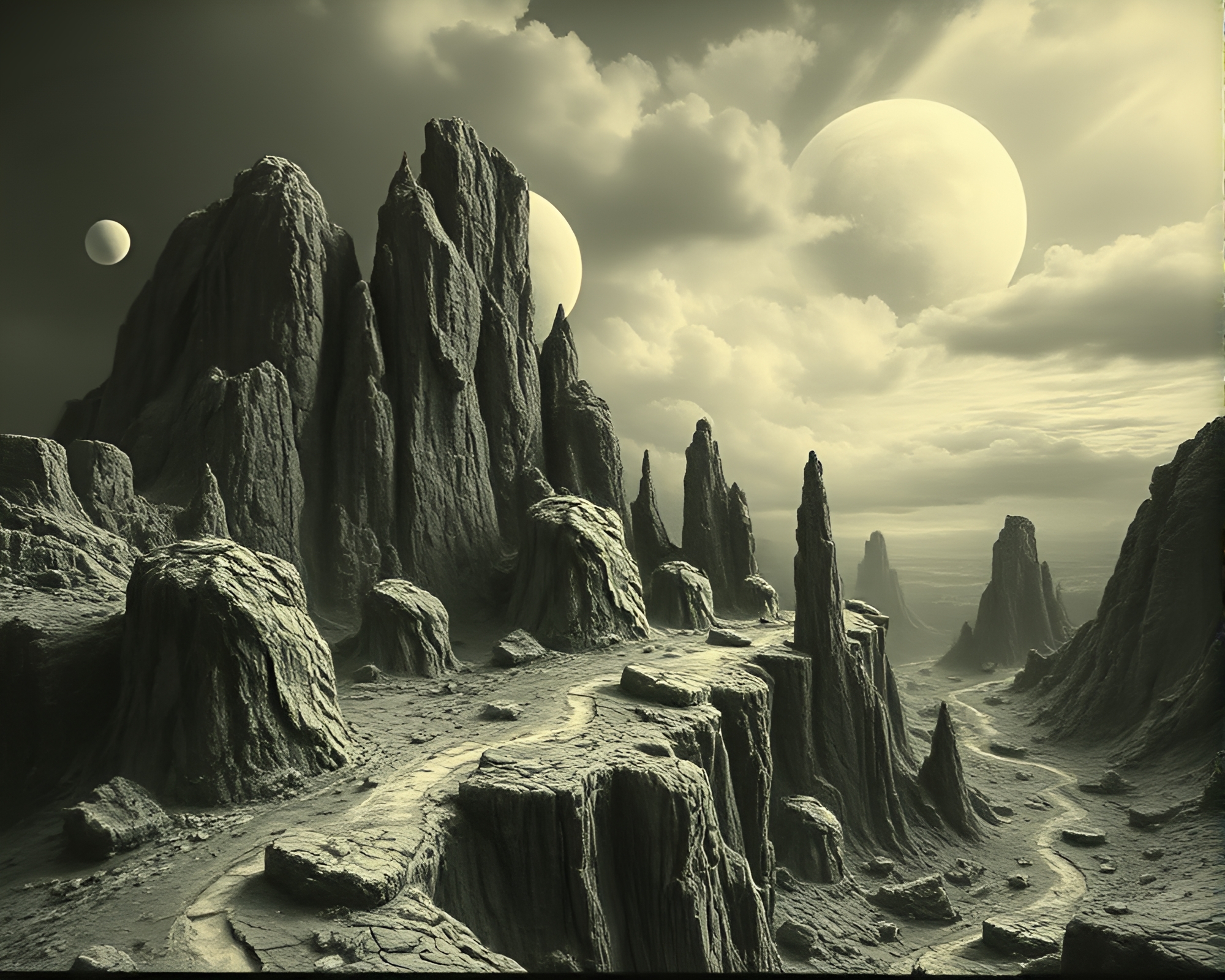 Surreal Dreamscape Engraved in Photocollage – free AI stock image