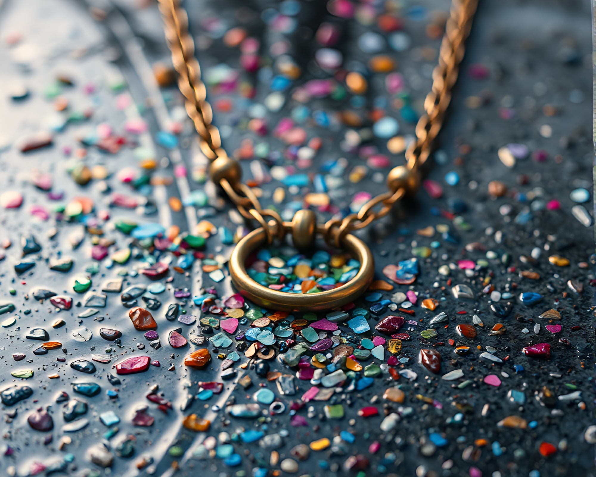 Shimmering Necklace on Rainy City Streets – free AI stock image