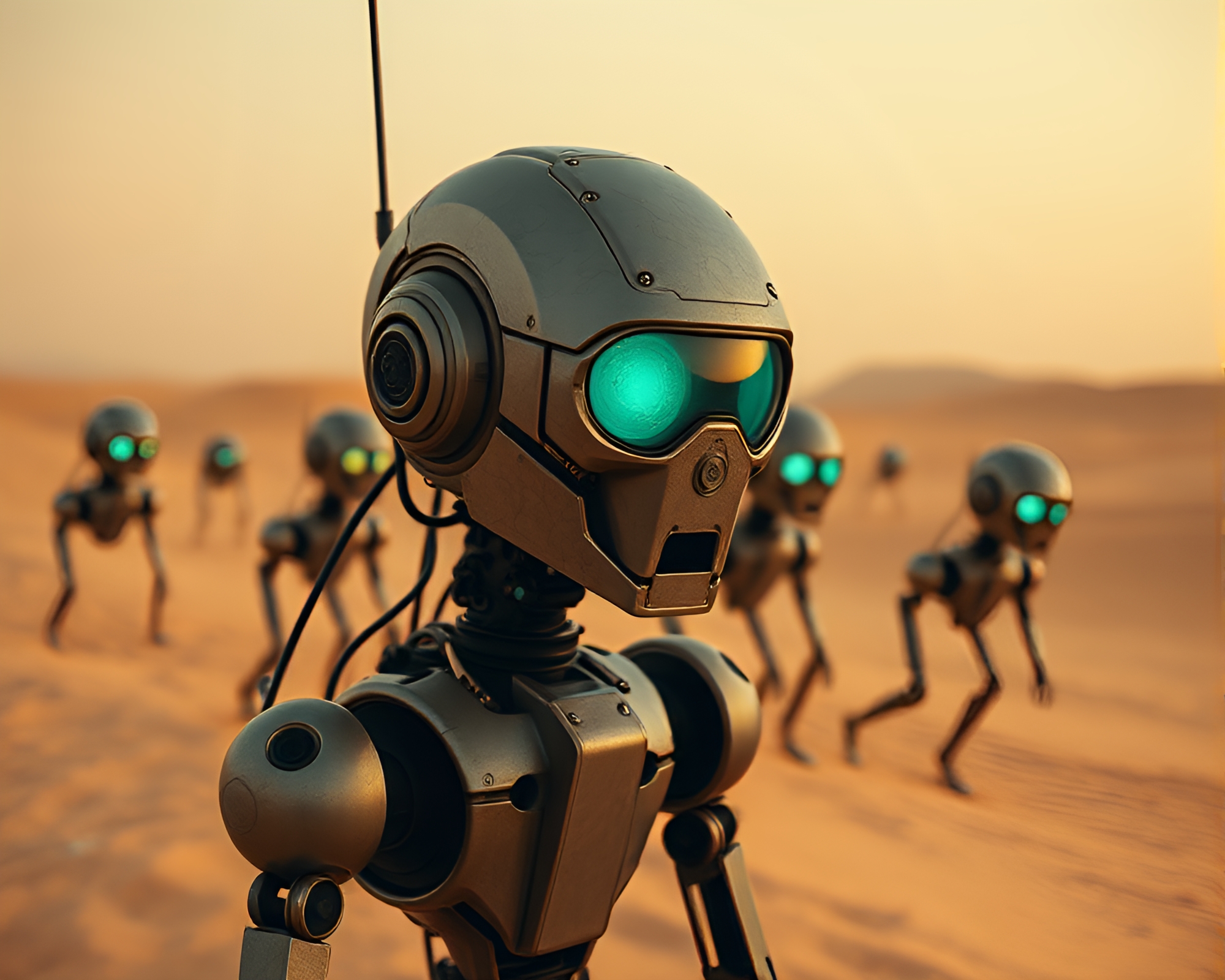 Nanobot Swarm Unleashes Chaos in Film Noir Desert – free AI stock image