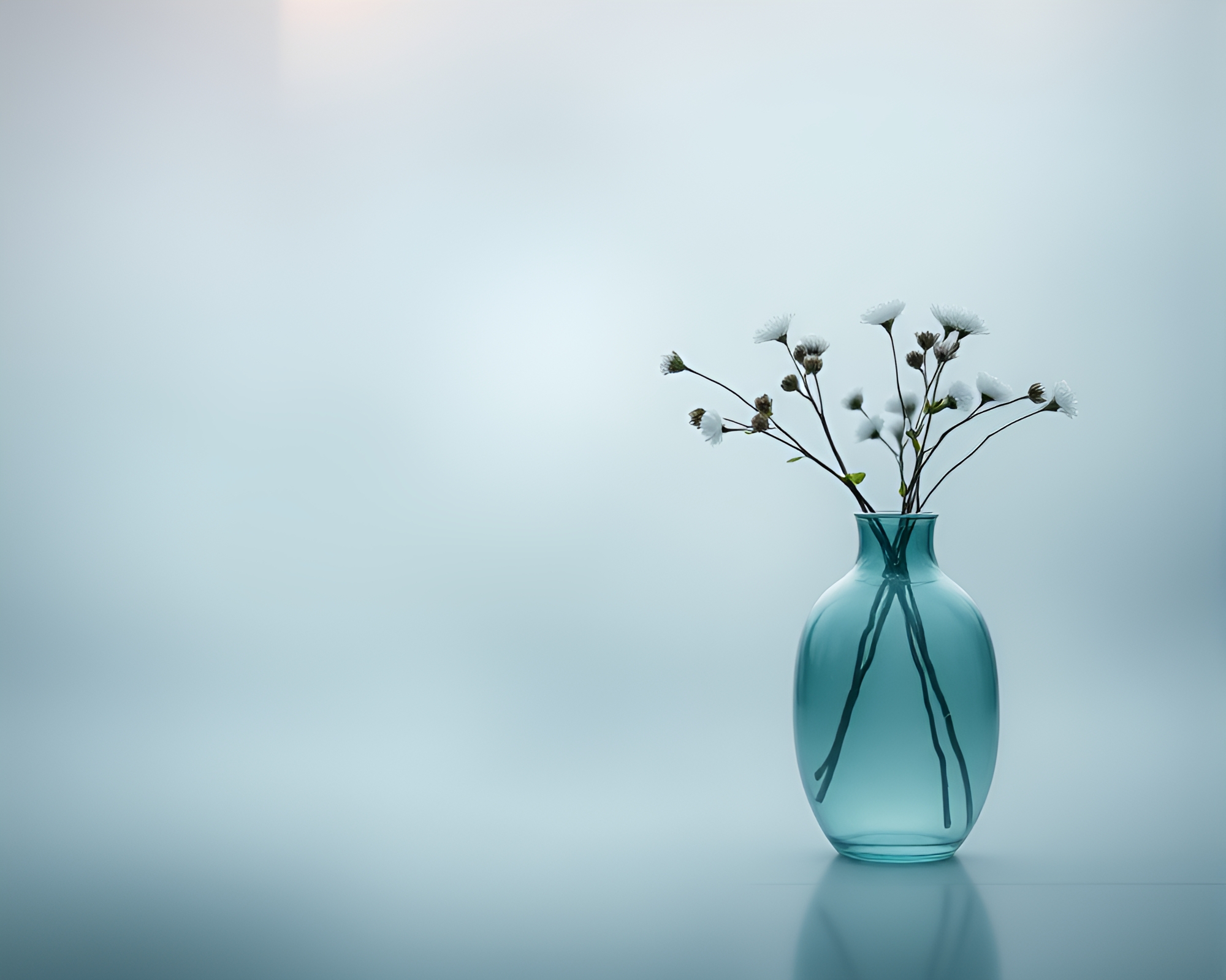 Tranquil Teal Vase in Drifting Fog – free AI stock image