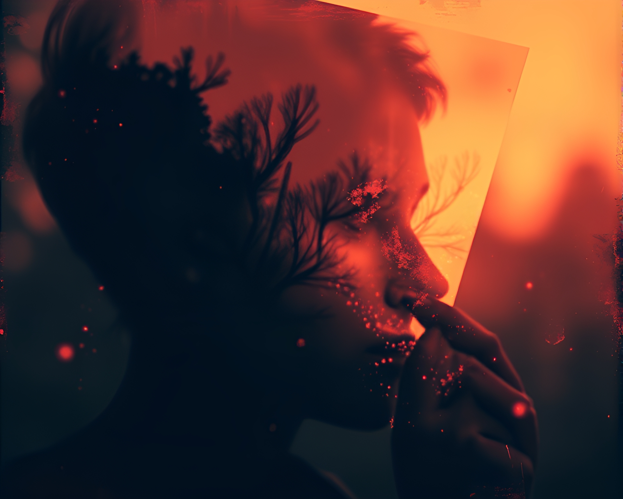 Rusty Pocketknife Double Exposure in Rose Gold Thermal Imaging – free AI stock image