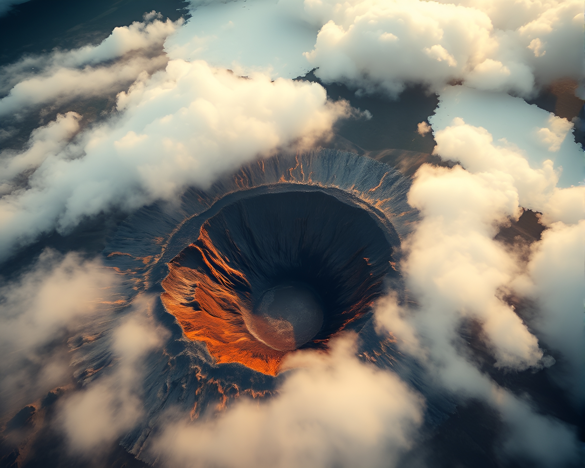 Stained Glass Volcano Crater Bird’s Eye View – free AI stock image