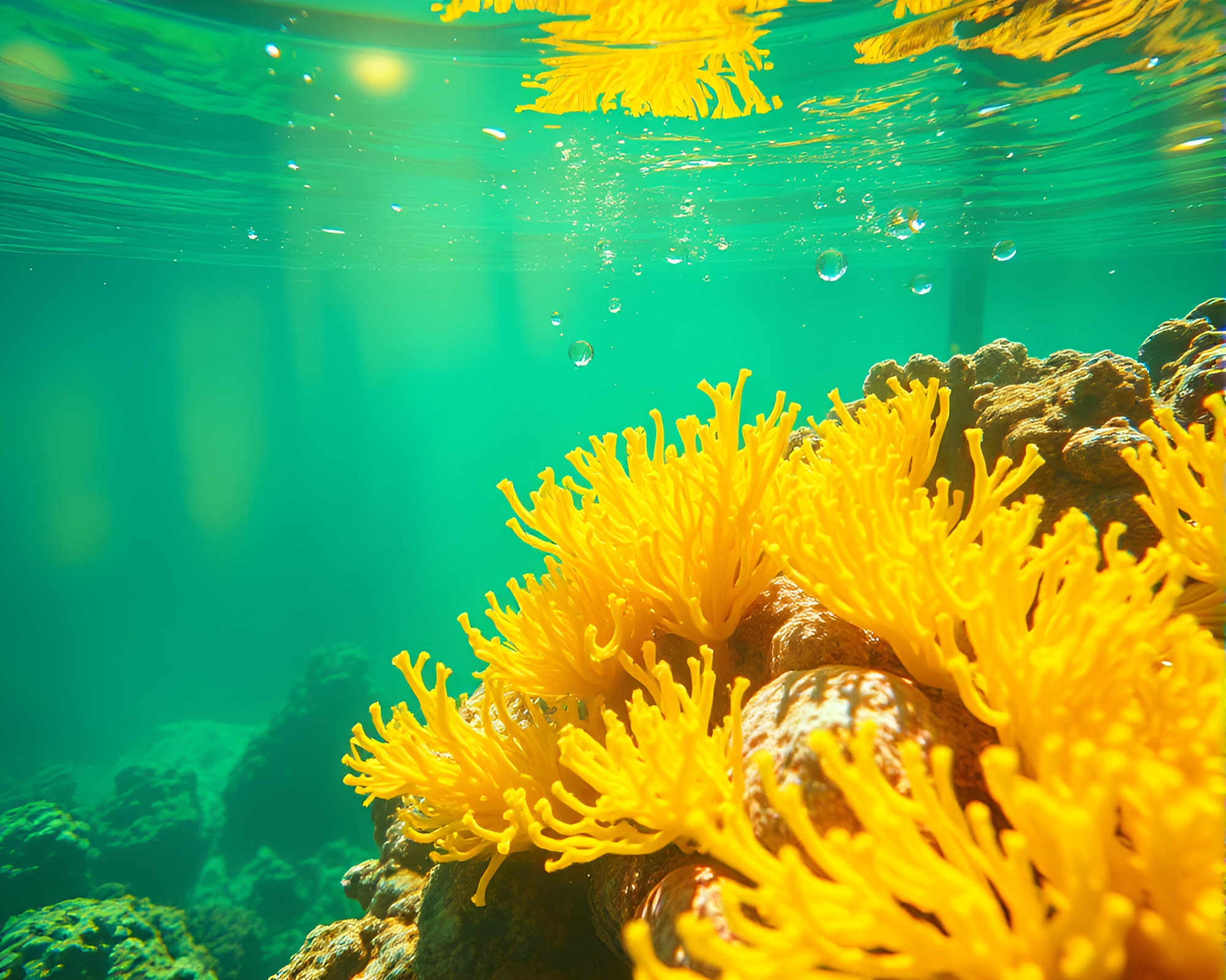 Lemon Reef Double Exposure Vignette – free AI stock image