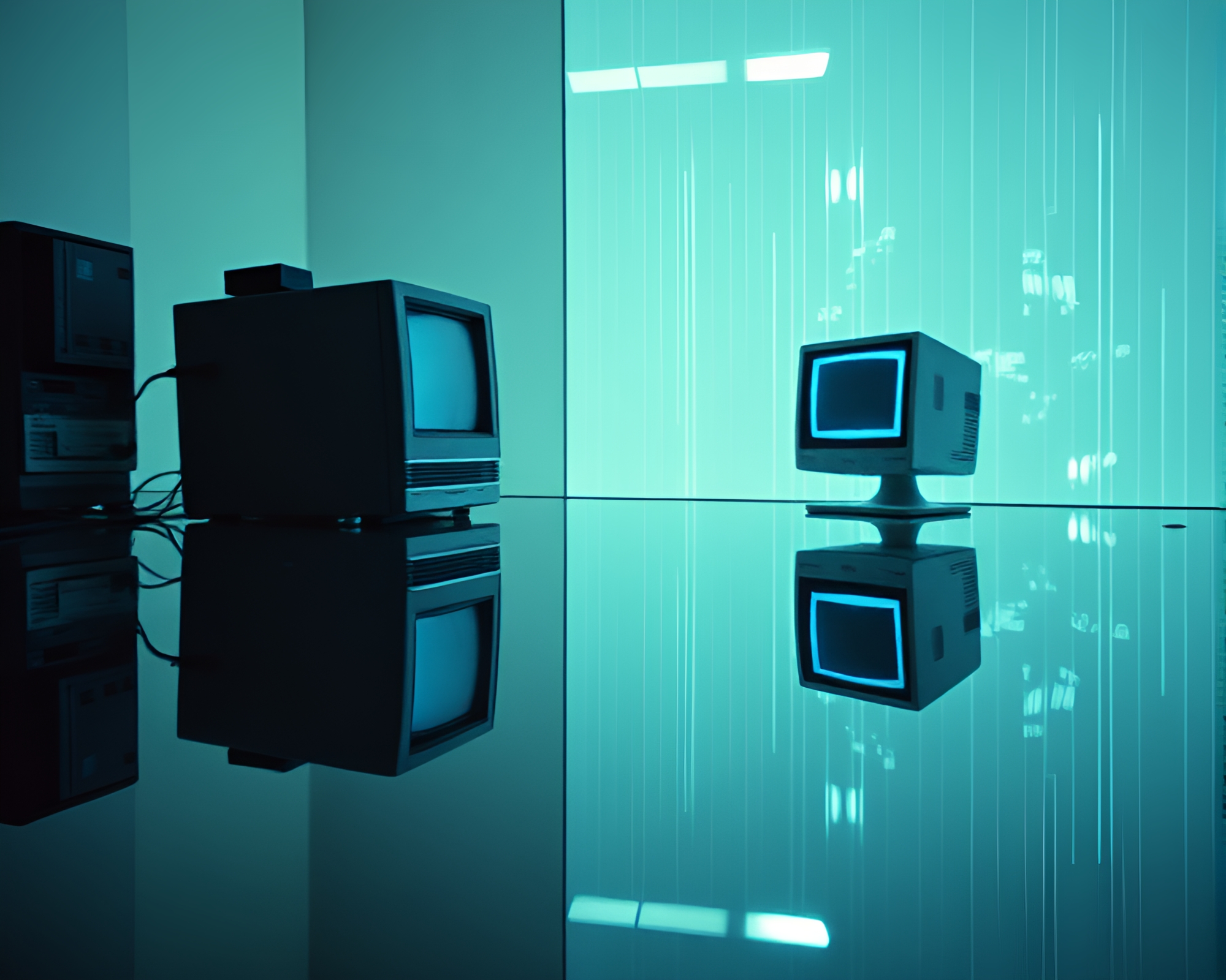 Quantum Computer Double Reflection Écorché Study – free AI stock image