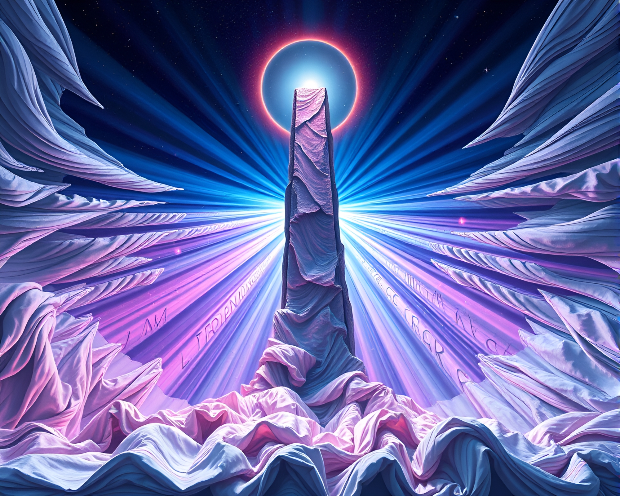 Monolithic Fabric Folds: Ethereal Kinetic Art – free AI stock image