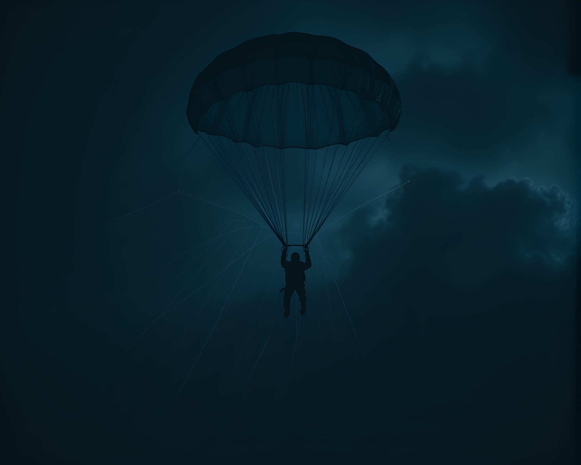 Mesmerizing Vaporwave Parachute Jumper in Chiaroscuro – free AI stock image