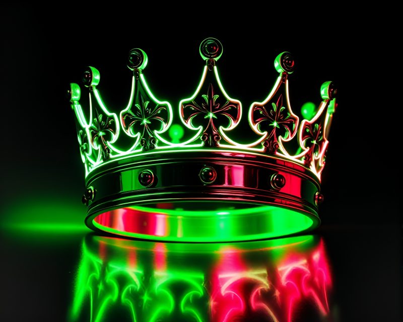 Neon Crown: Monochrome Green Serenity – free AI stock image