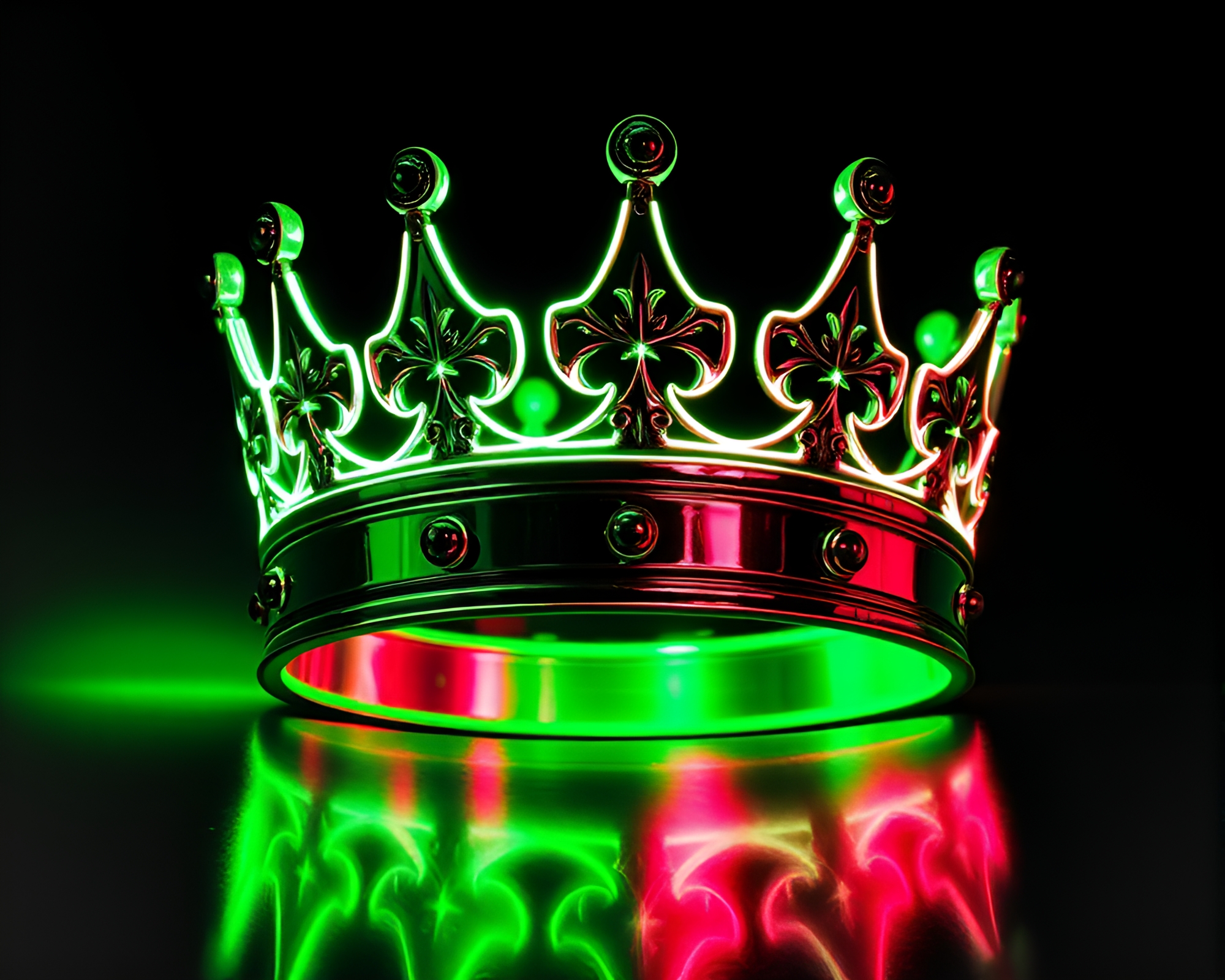 Neon Crown: Monochrome Green Serenity – free AI stock image
