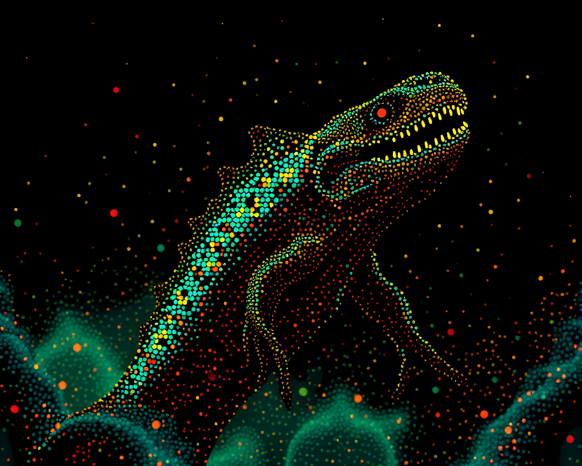 Leviathan Glitch: Pointillist Dots Encounter Low Range – free AI stock image