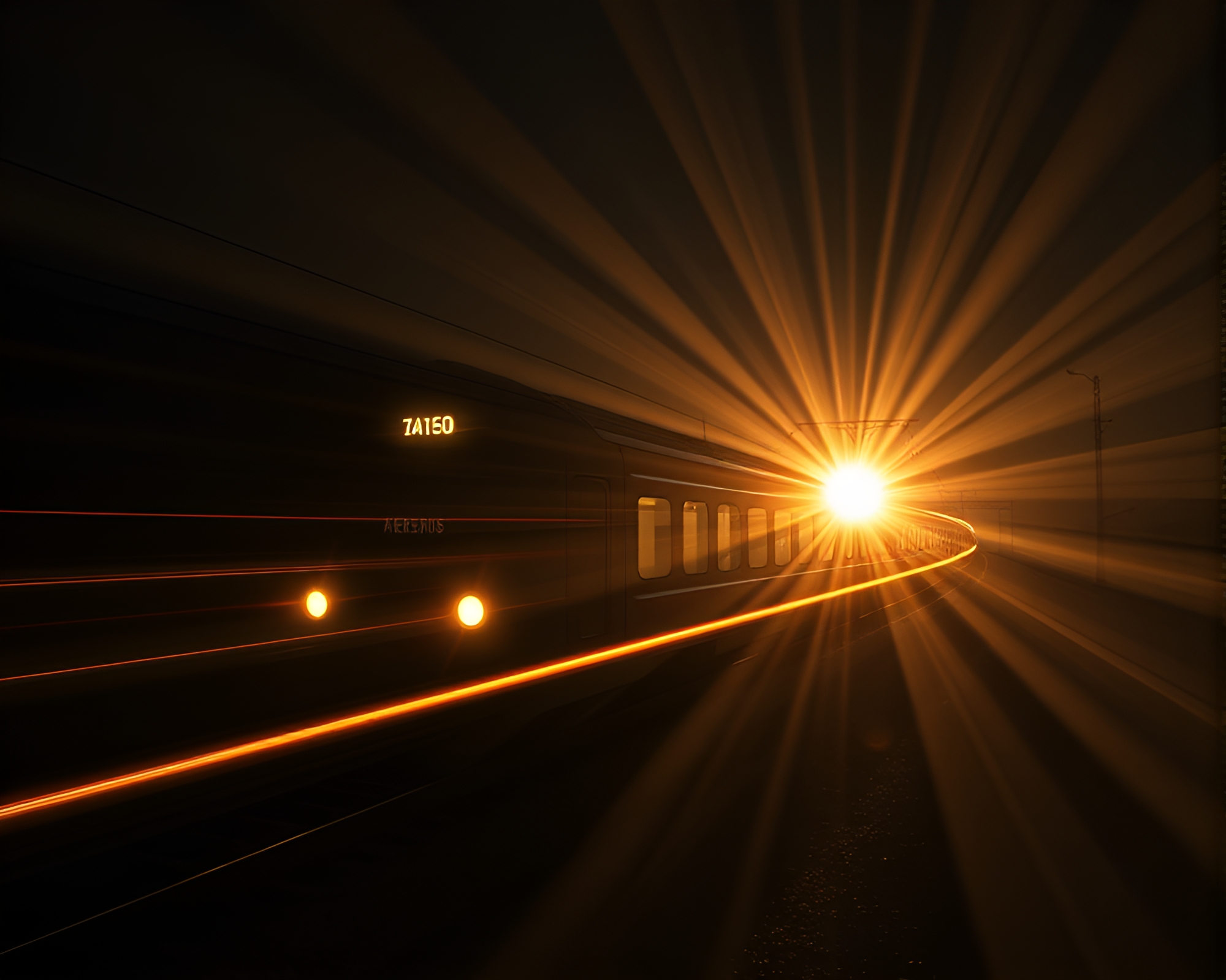 Cerberus Train in Minimalist Sunbeam Composition – free AI stock image
