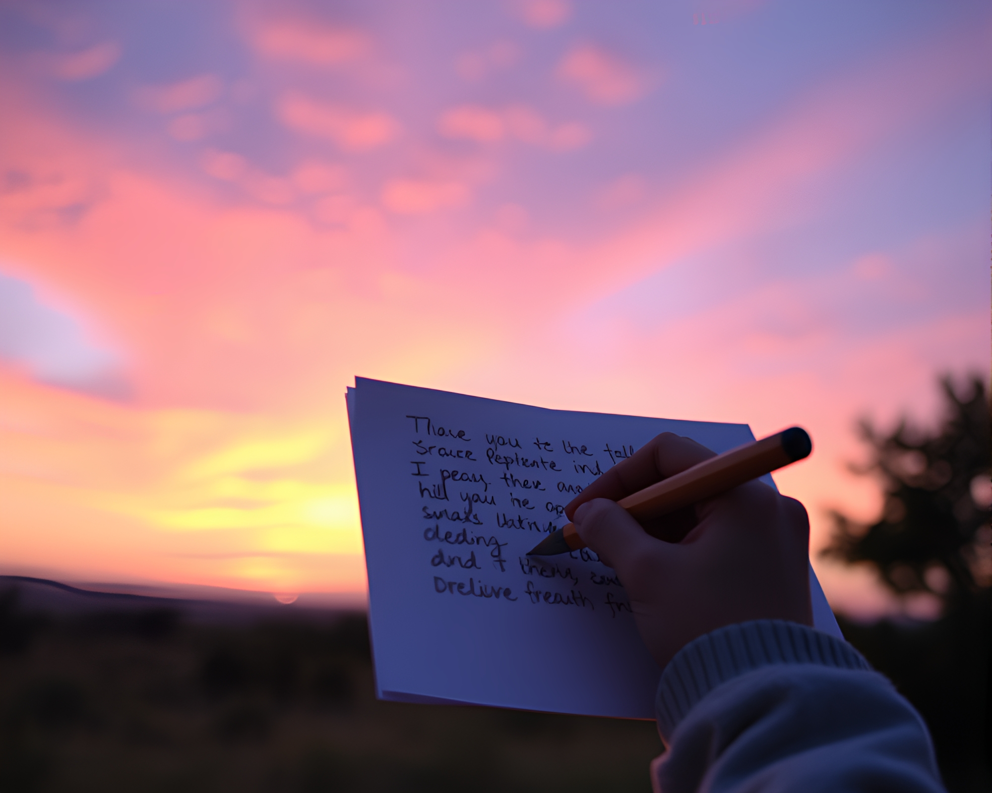 Captured Sunrise Romance: Handwritten Letter by Dawn – free AI stock image