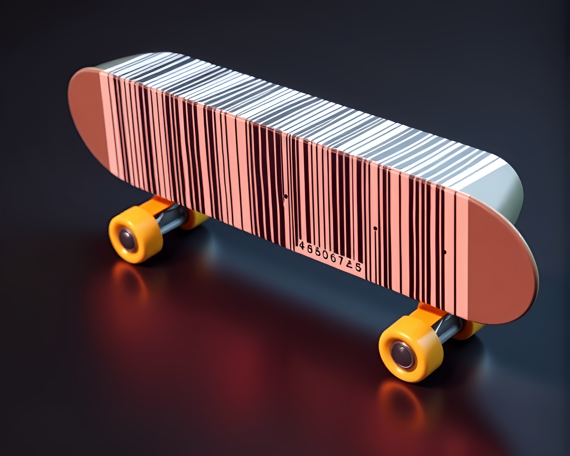 Futuristic Skateboard Barcode Adventure – free AI stock image