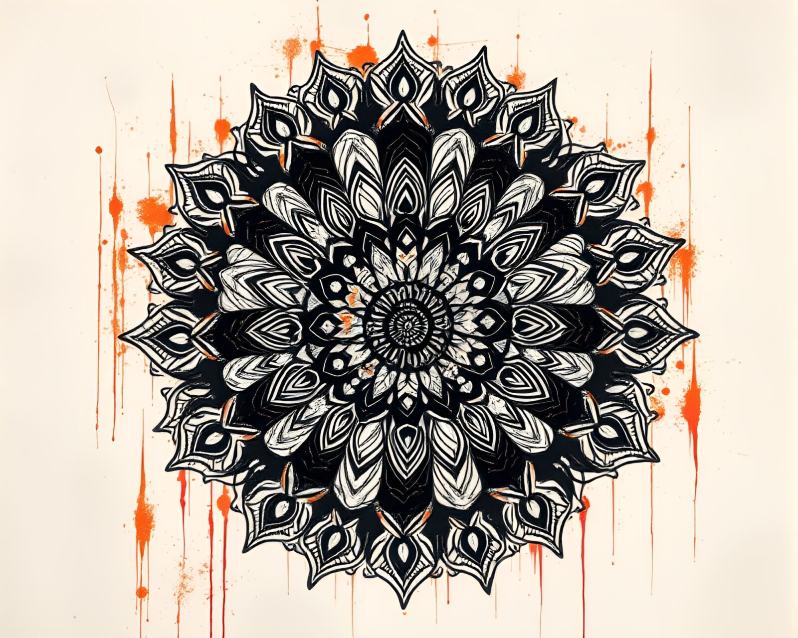 An intricate mandala design overlaid on a cityscape at night