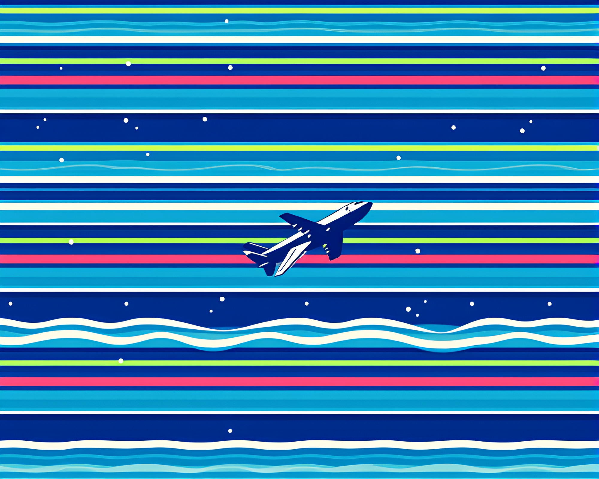 Striped Milky Way Sea Plane in 16-Bit Style – free AI stock image