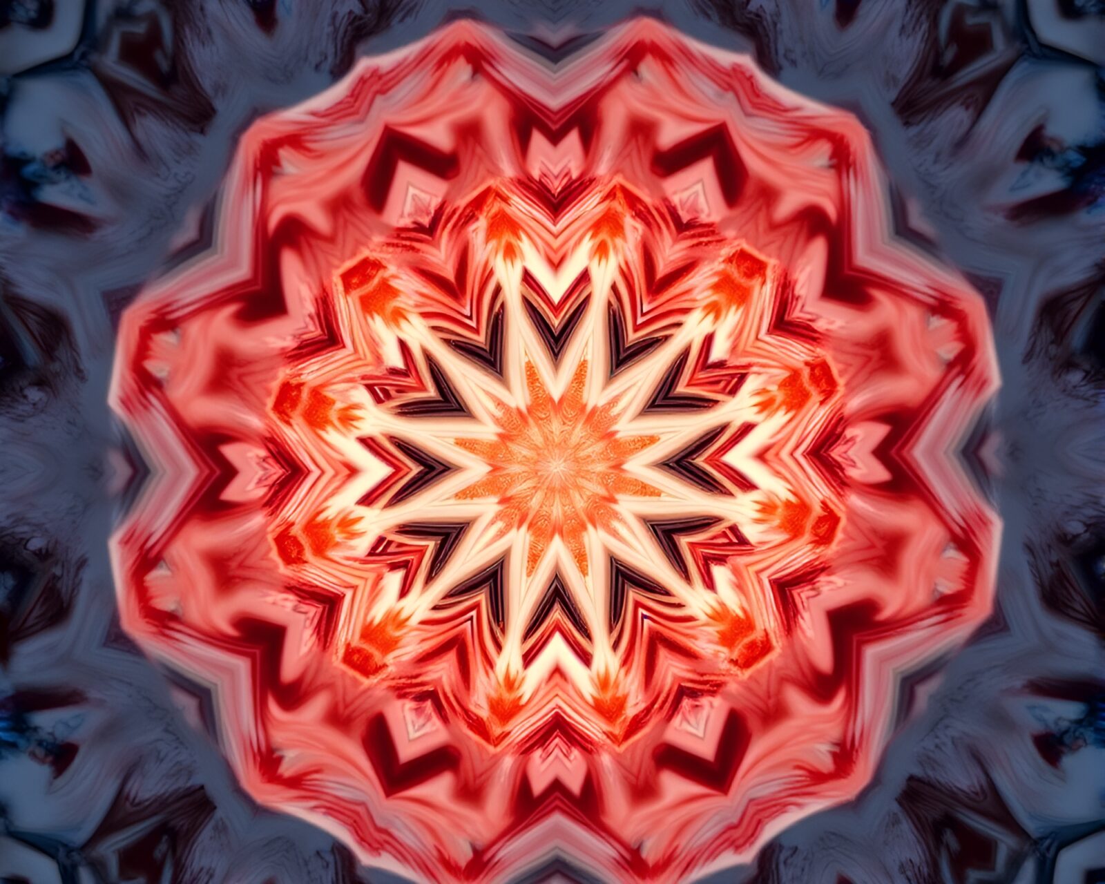 Radial symmetrical marbled cake glowing in afternoon light
