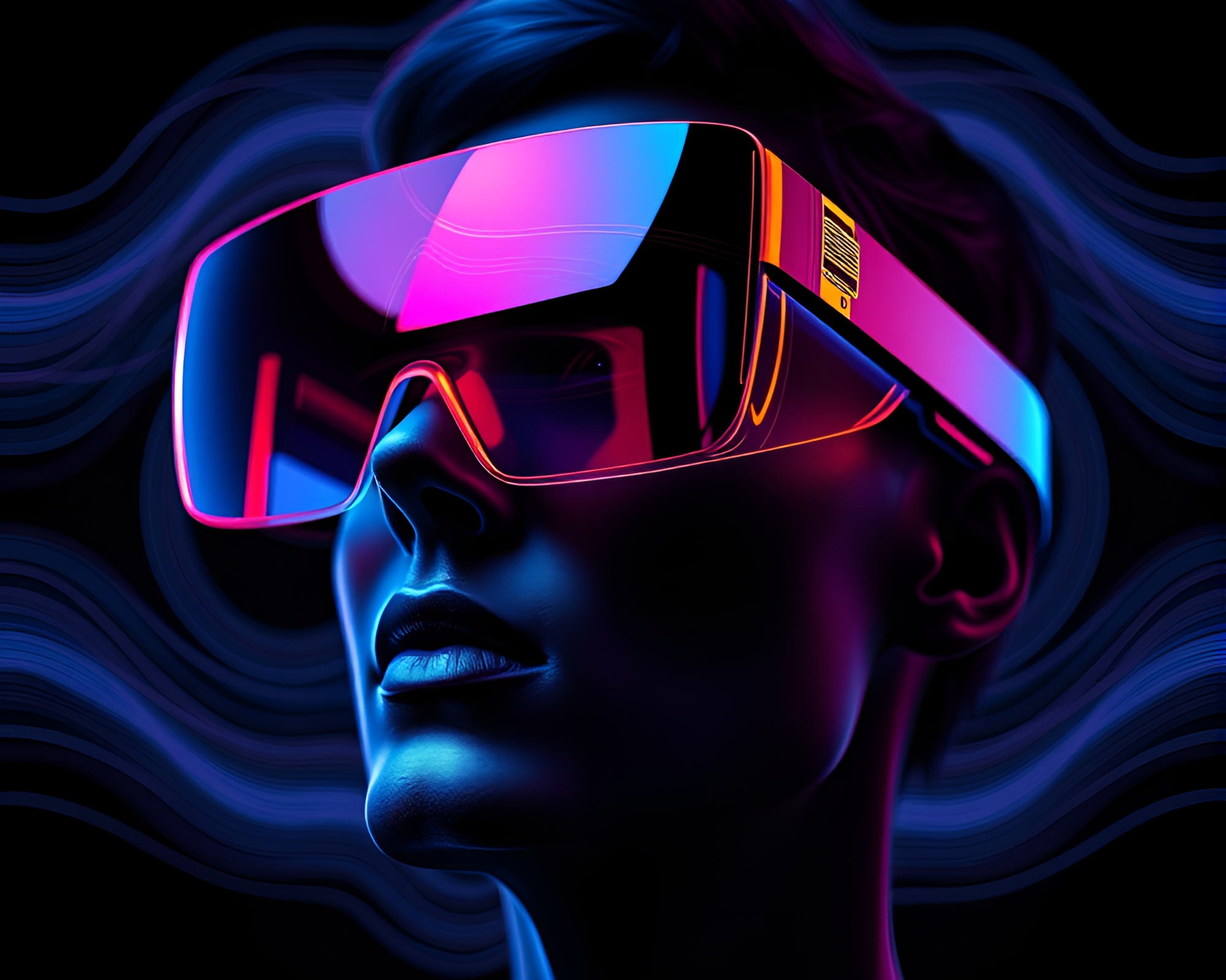 Futuristic Augmented Reality Glasses with Triadic Lights – free AI stock image
