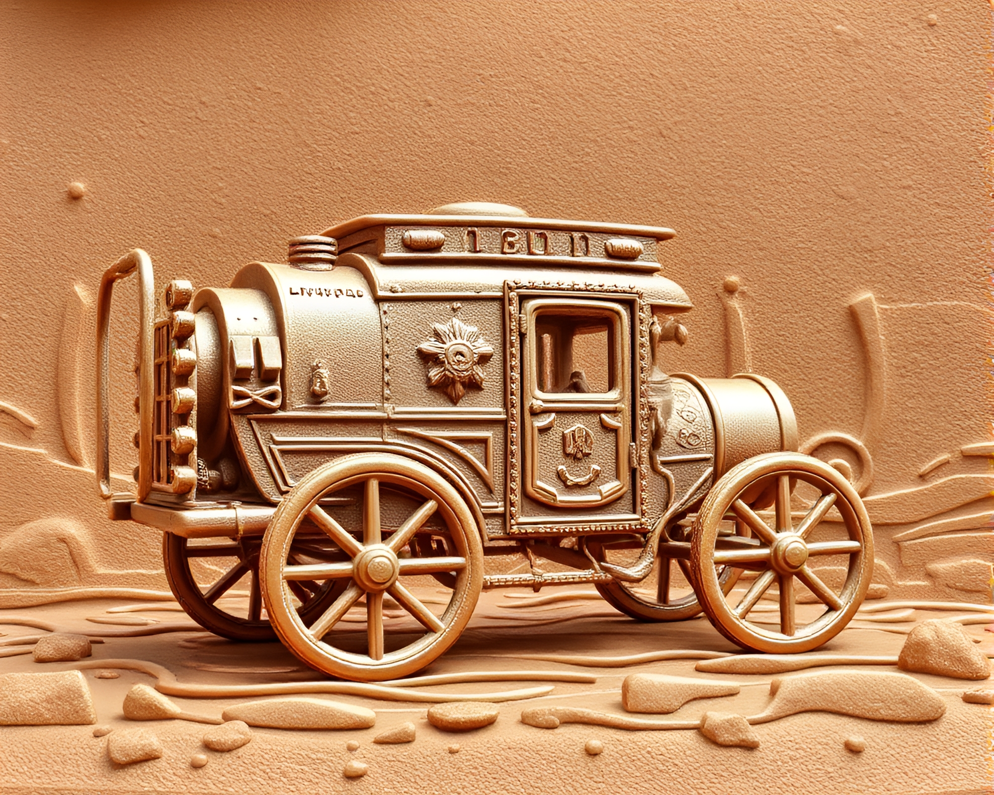 Stereoscopic 3D Stagecoach in Muted Earth Tones – free AI stock image