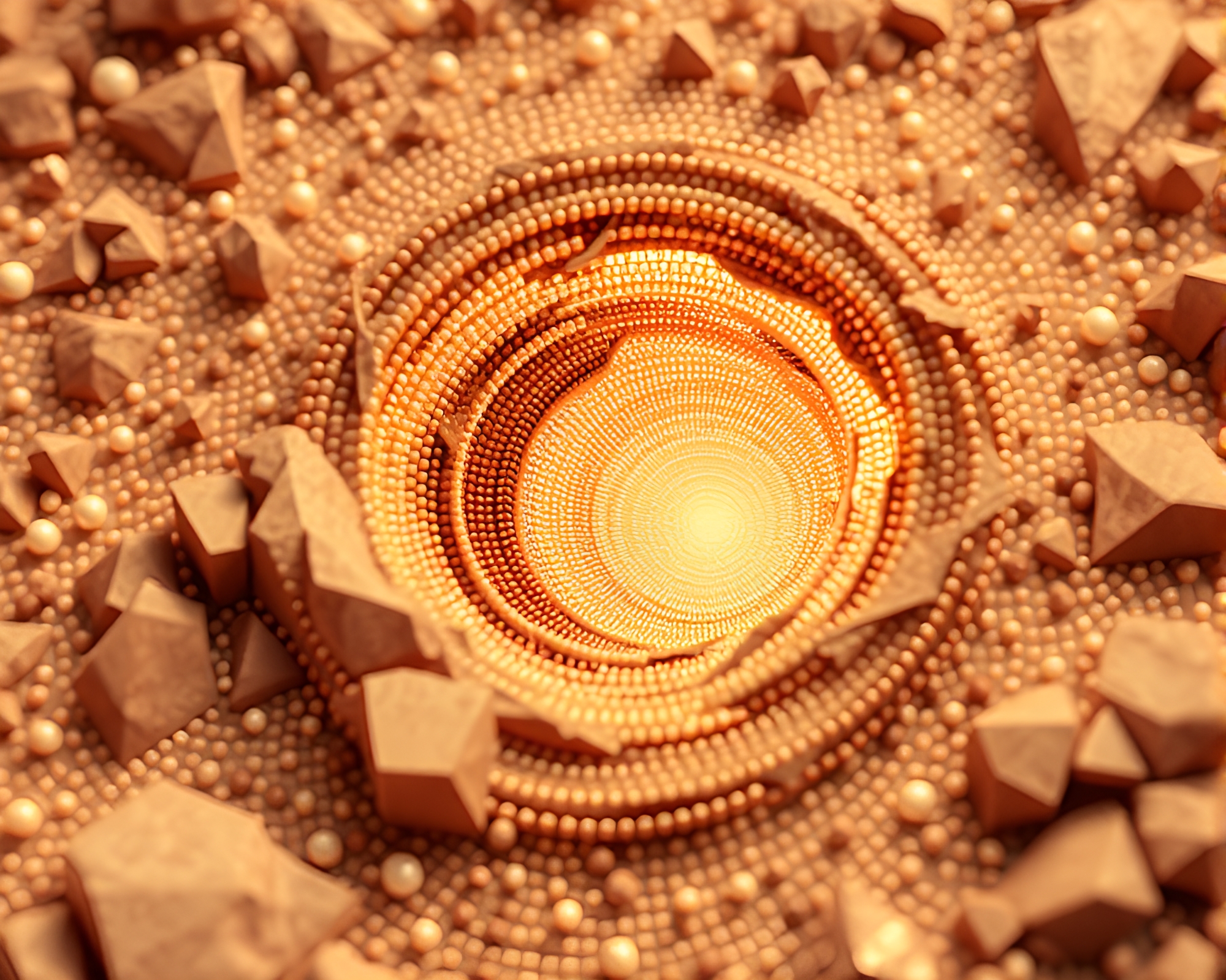 Voxel Wormhole Generator with Beadwork Accents – free AI stock image