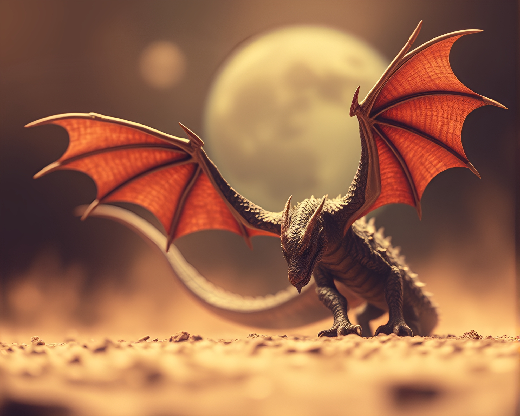 Dreamy Dragon in Soft Sepia Planetary Pastel – free AI stock image