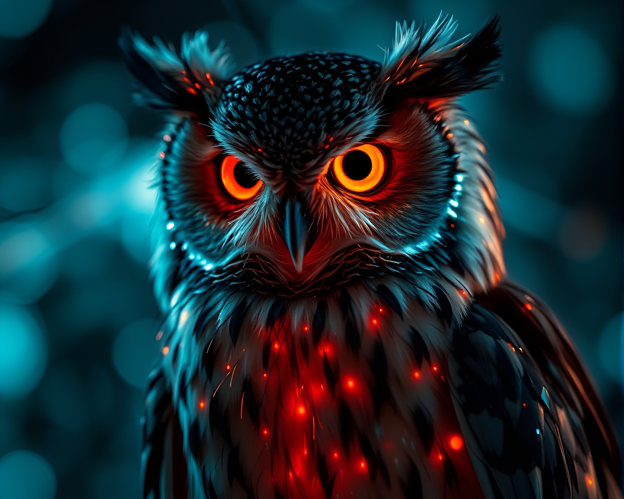 Ethereal Owl in Fiber Optics Study – free AI stock image