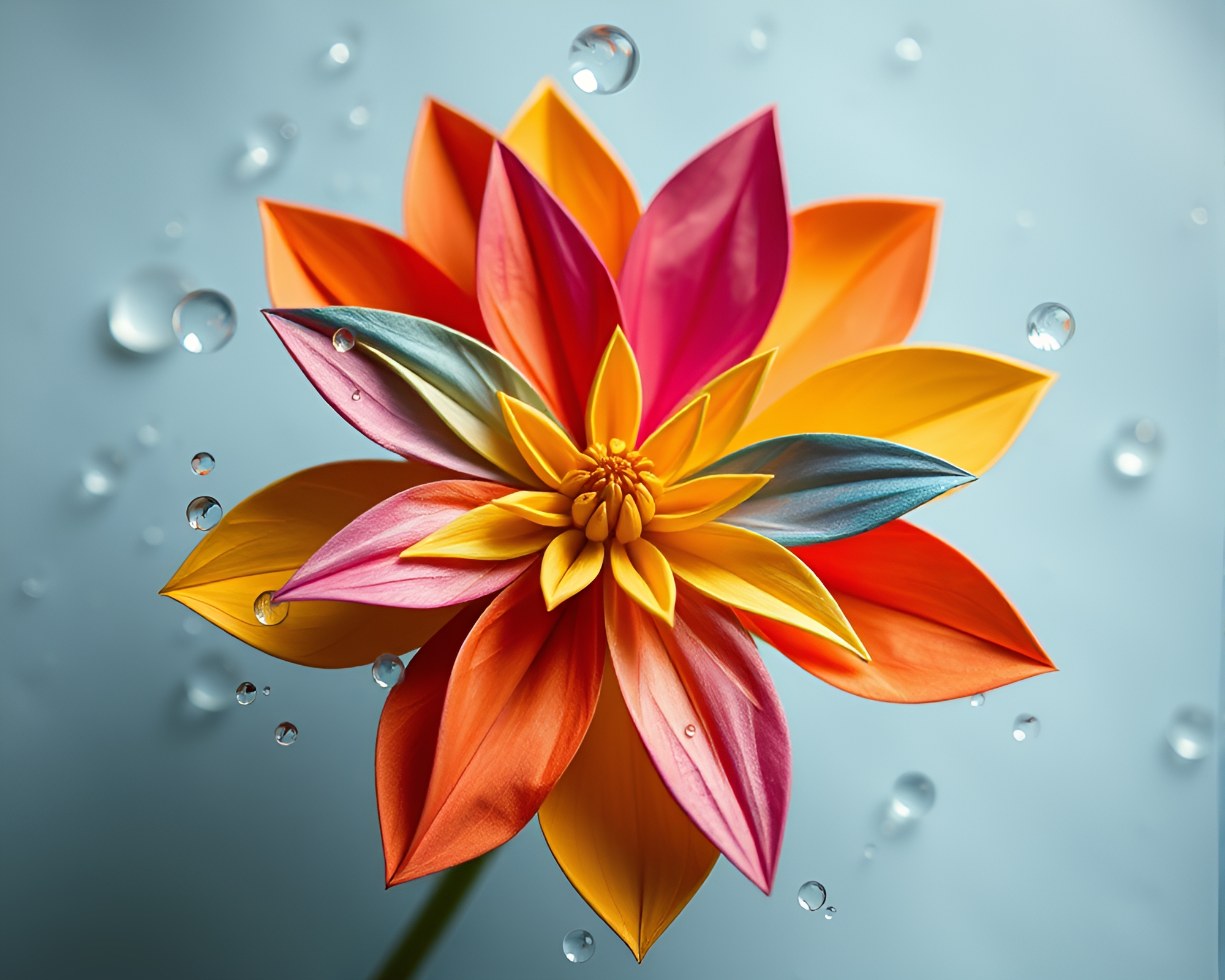 Serenity: Water Droplet on Origami Lily in Pastel Light – free AI stock image