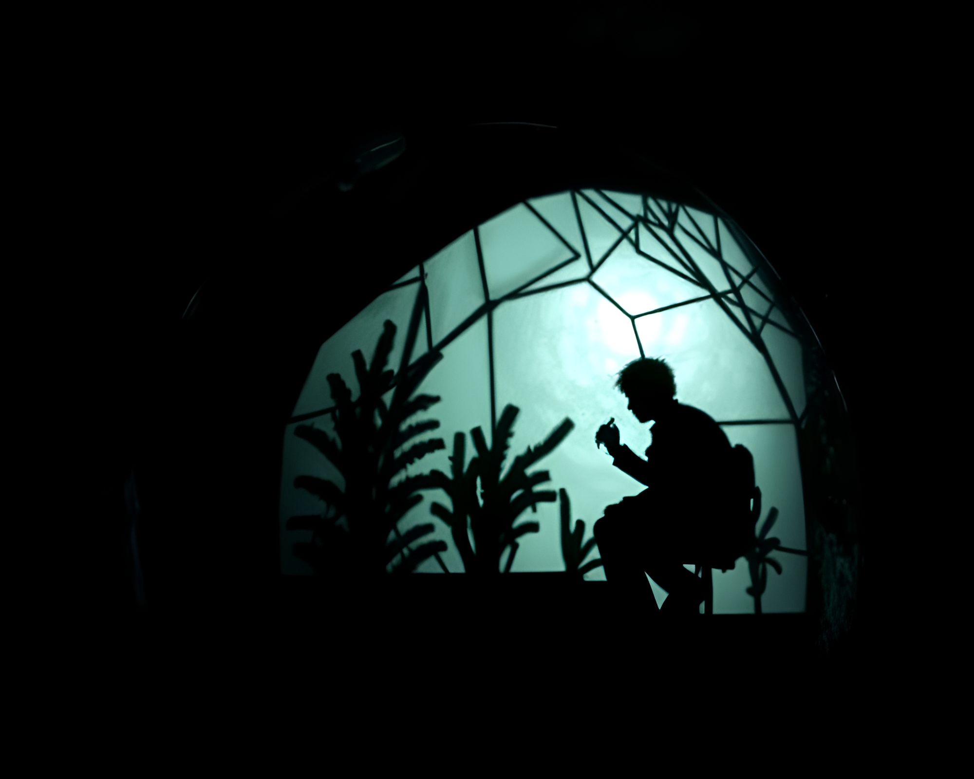 Stenciled Glass Igloo in Eerie Basement Light – free AI stock image