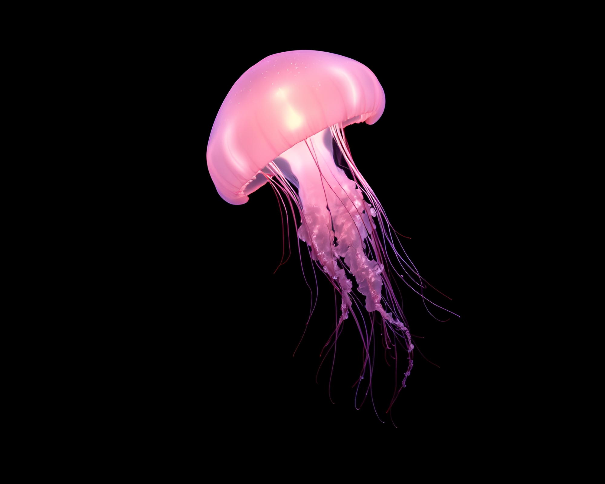 Bioluminescent Jellyfish Reflection Silhouette in Blush Pink – free AI stock image
