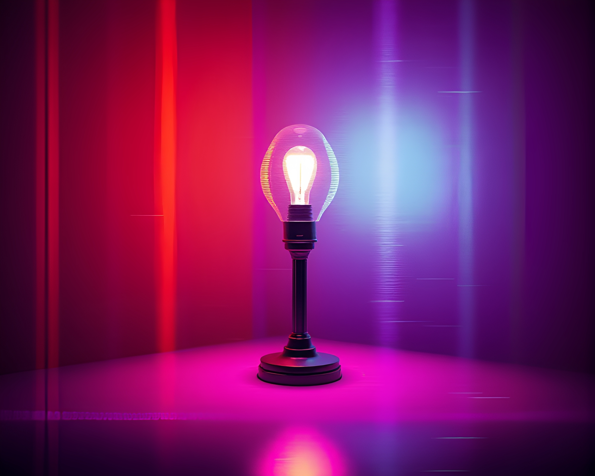 Glitch Lamp in 8-Bit Light Leak Composition – free AI stock image