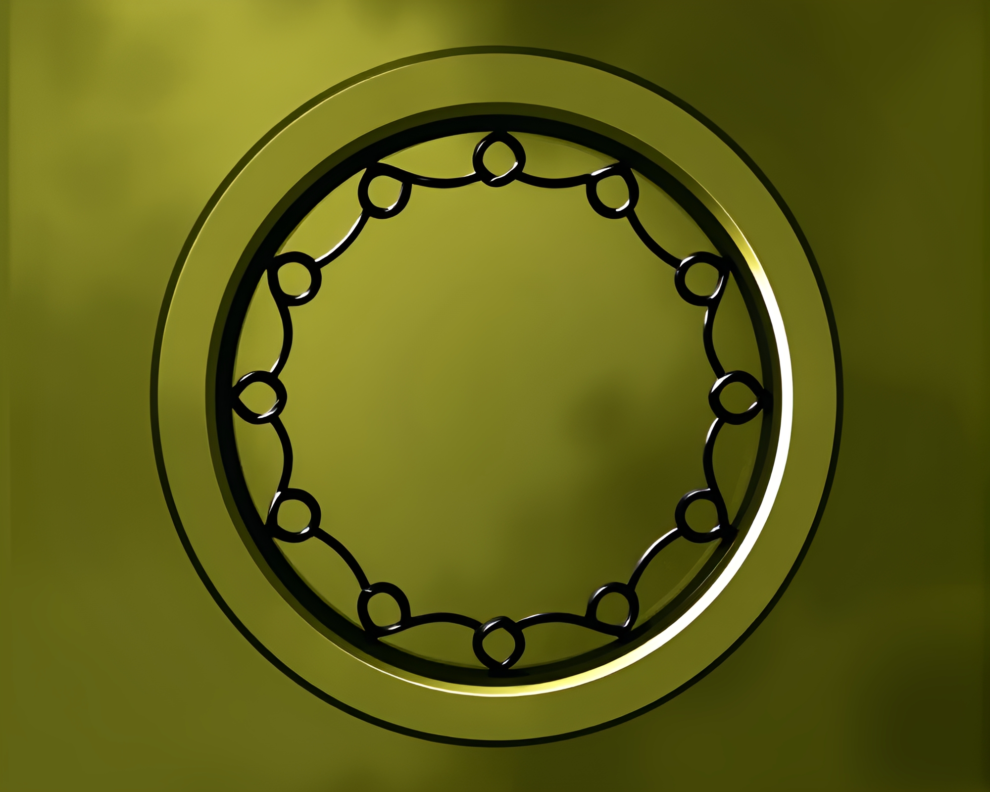 Enchanting Circular Stained-Glass Window in Olive Drab Tones – free AI stock image