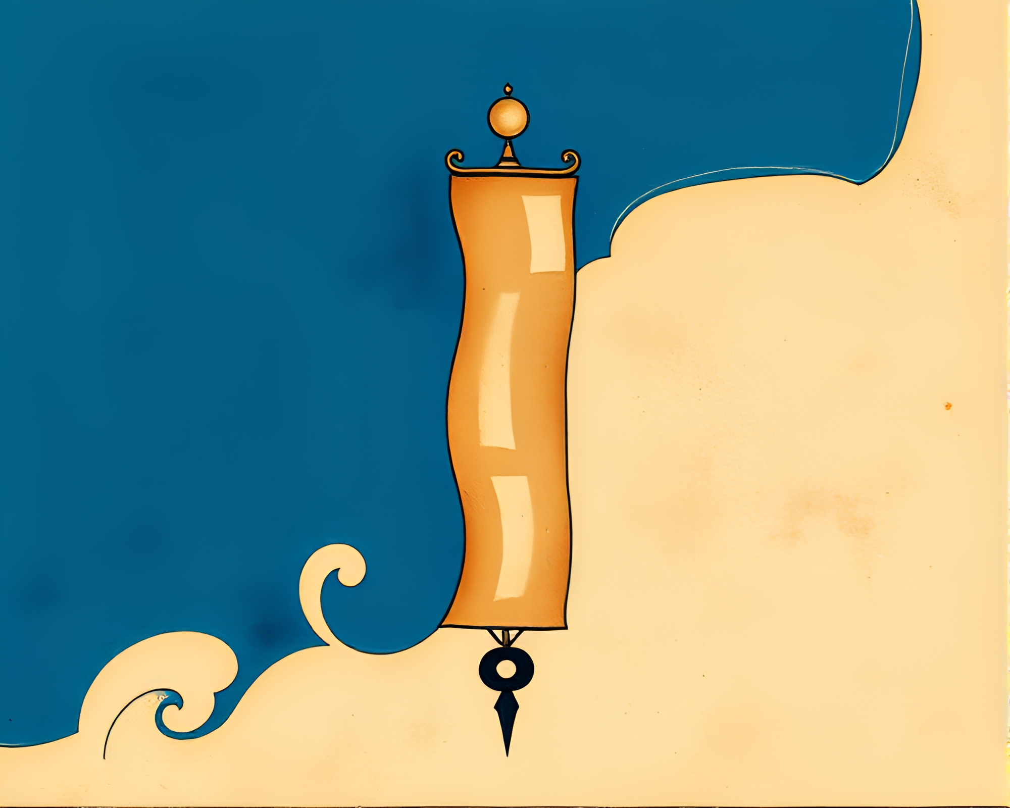 Oceanic Cubist Scroll Unveiling Asymmetrical Balance – free AI stock image