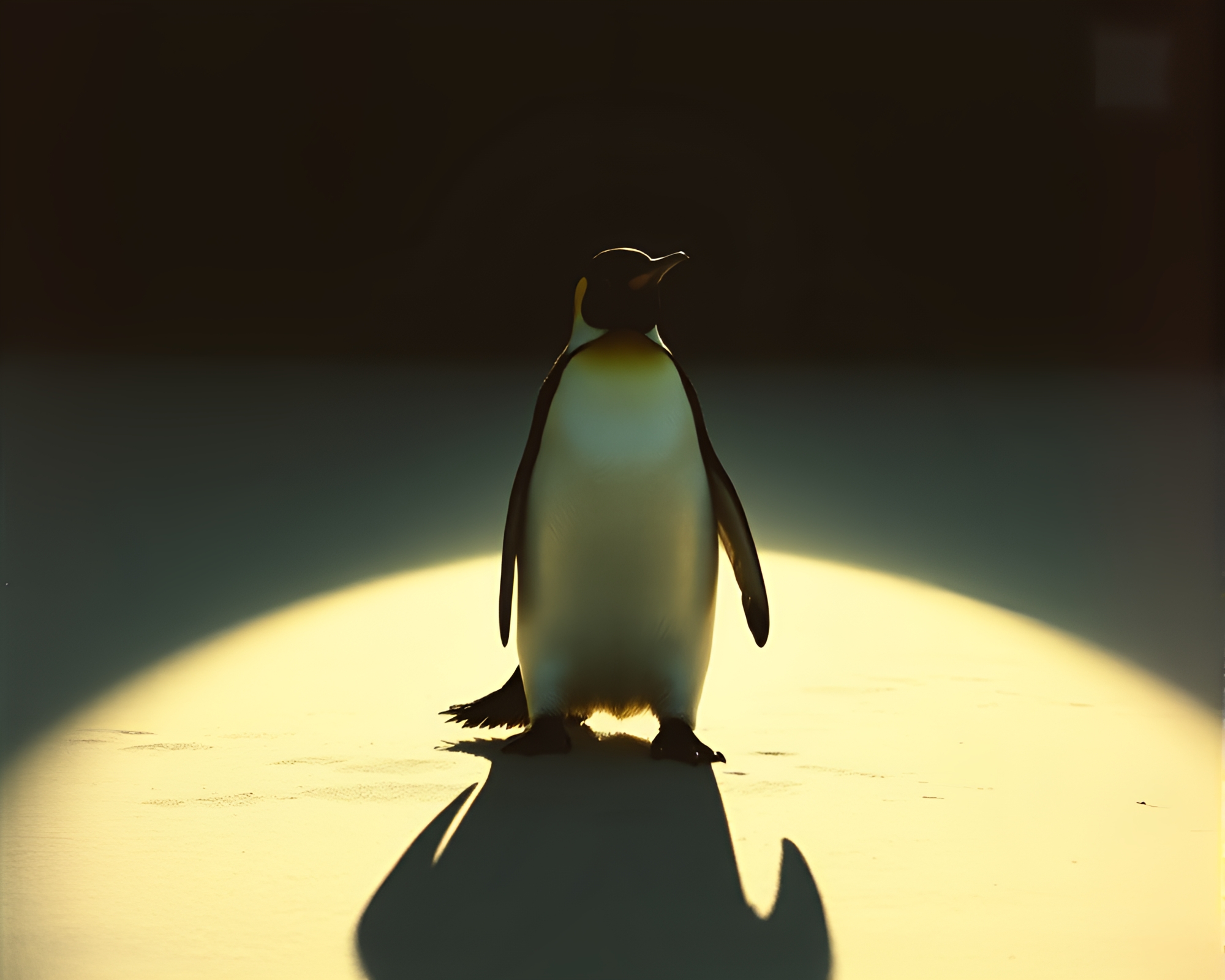 Penguin in Screen Printed Film Burns – free AI stock image