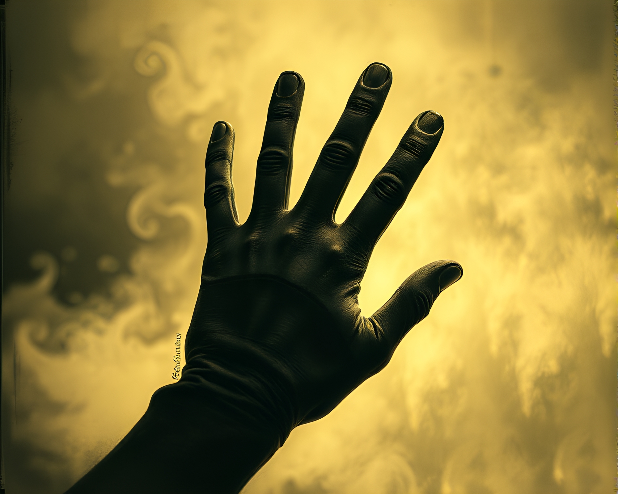 Cybernetic Hand in Charcoal Sepia Thermal Imaging Art – free AI stock image