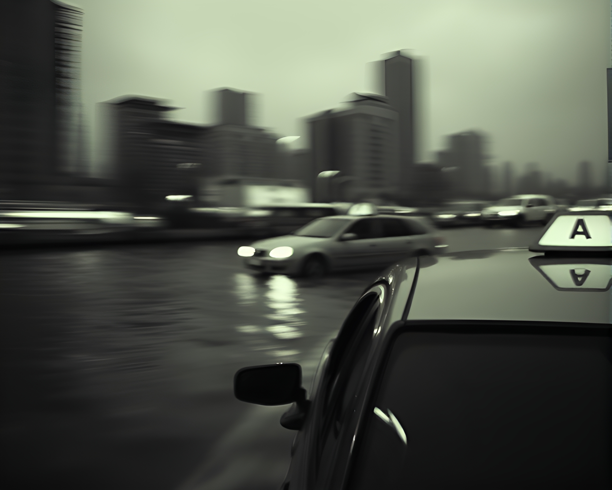 Urban Taxi Streaks Through Gloom with Hydrofoil Boat – free AI stock image