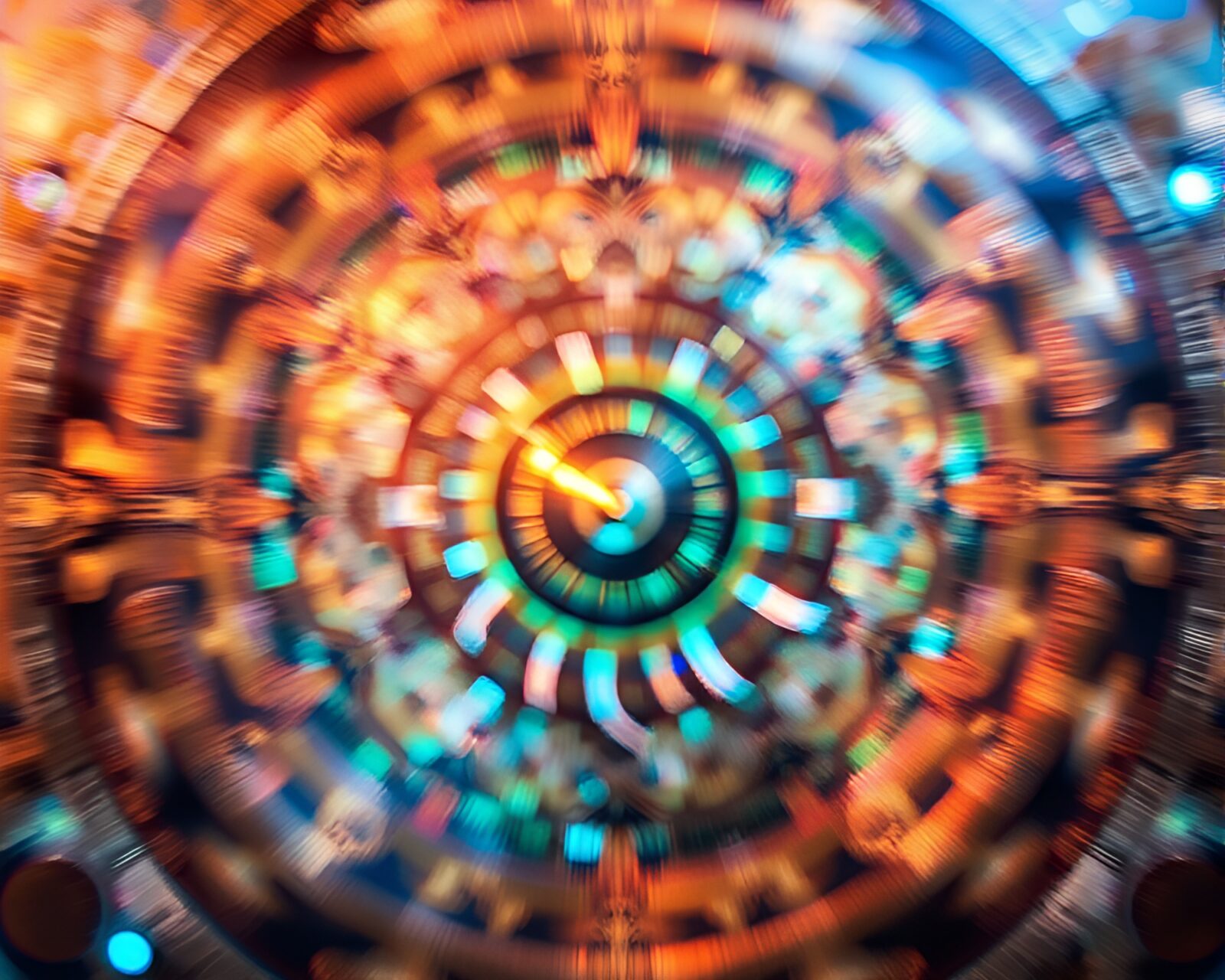 Vintage sextant in motion blur with holographic mosaic effect
