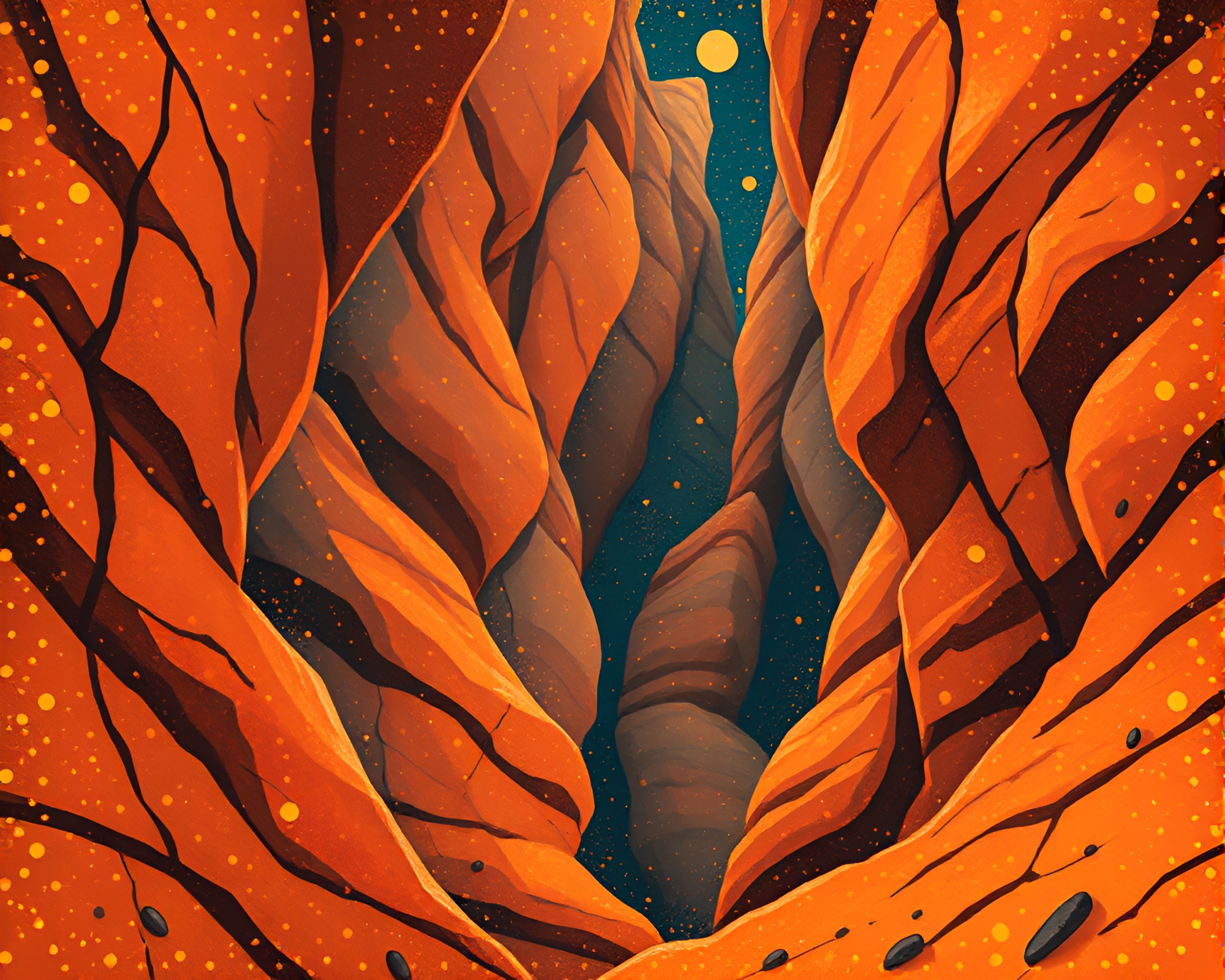 Microscopic Canyon Adventure: Children’s Book Illustration – free AI stock image