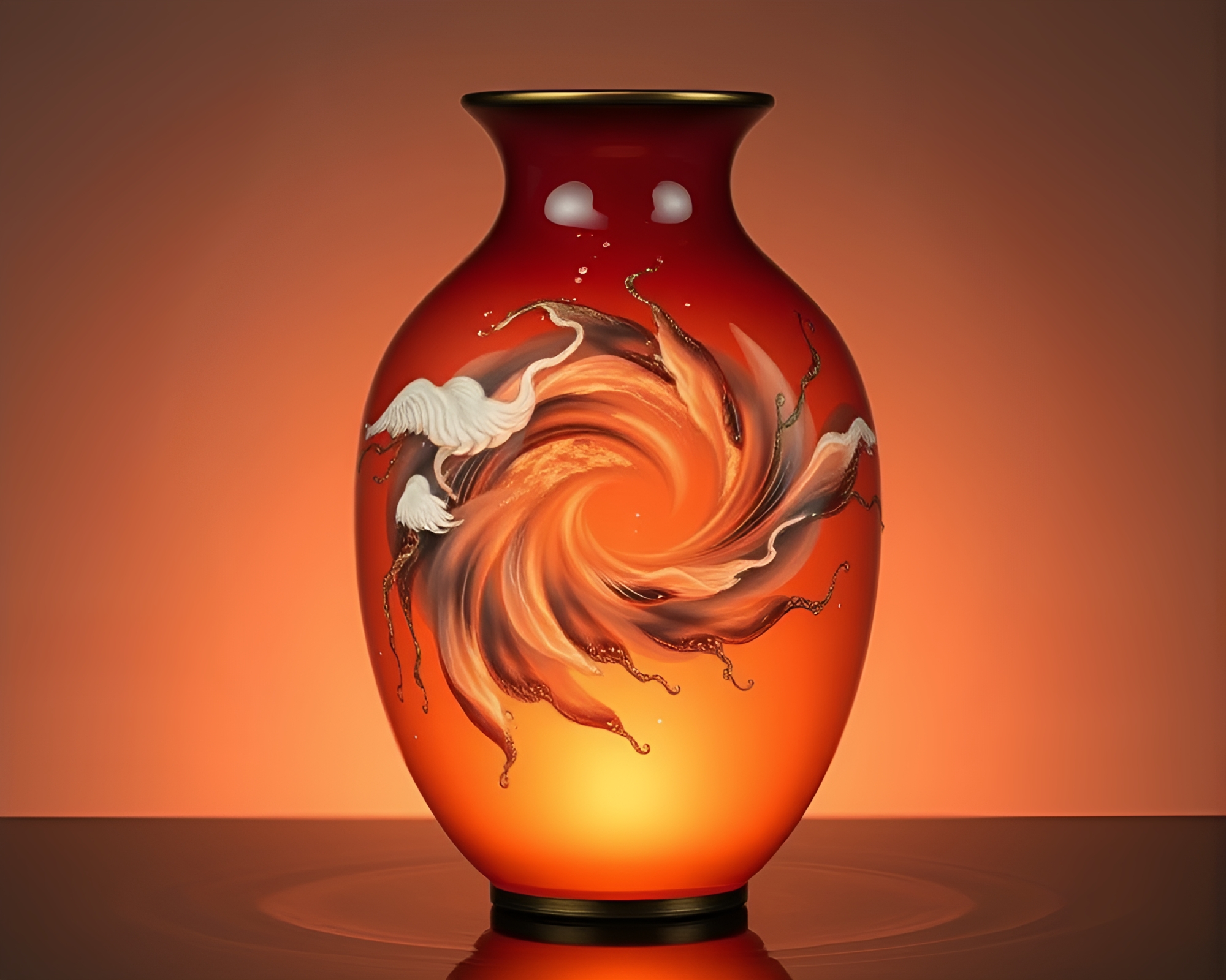 Water Whirlpool Inside Earth-Tone Cloisonné Op Art Vase – free AI stock image