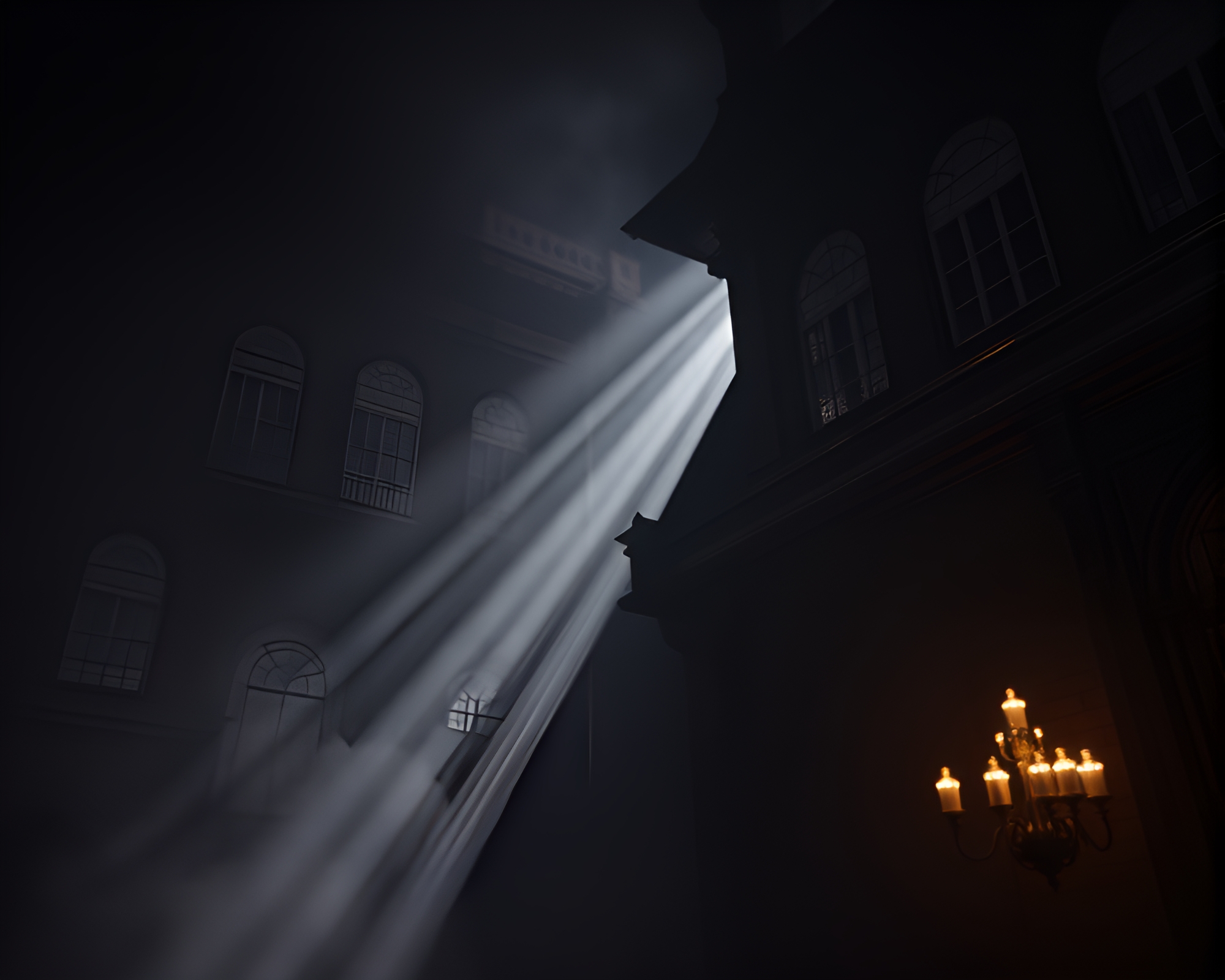 Gothic Horror Castle with Lens Distortion – free AI stock image