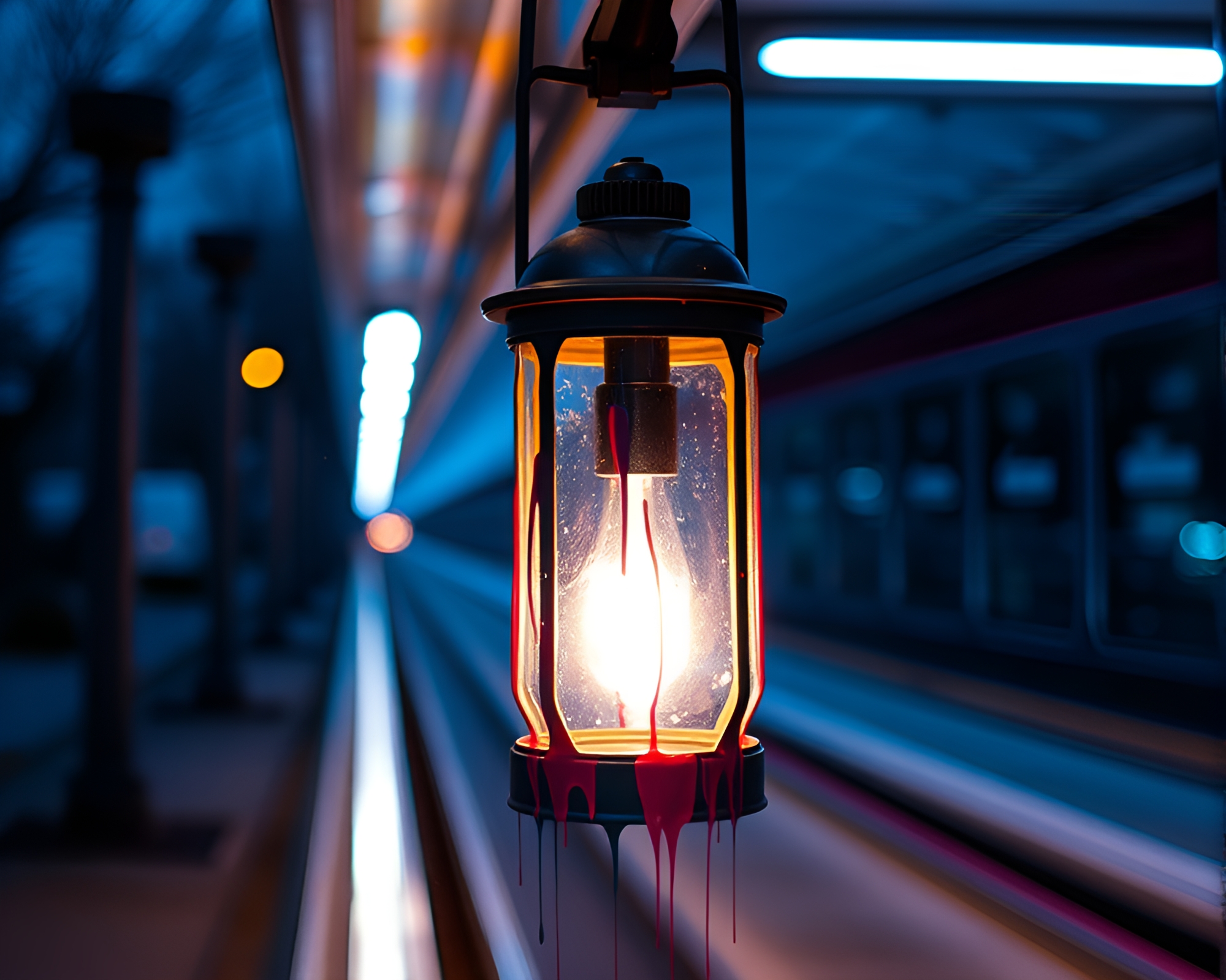 Monorail under Blue Hour Lantern’s Light – free AI stock image