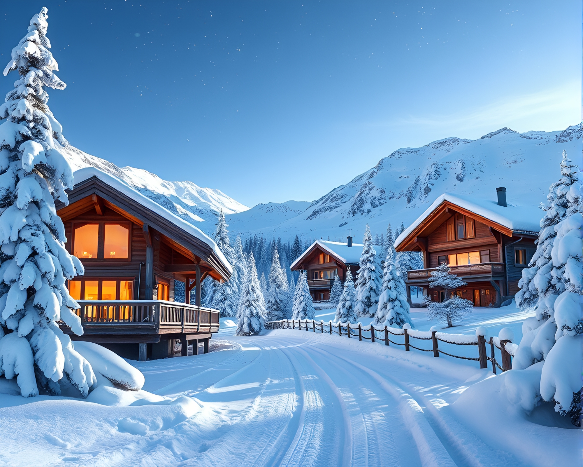 Alpine Chalet Encrusted with Glistening Ice Crystals – free AI stock image