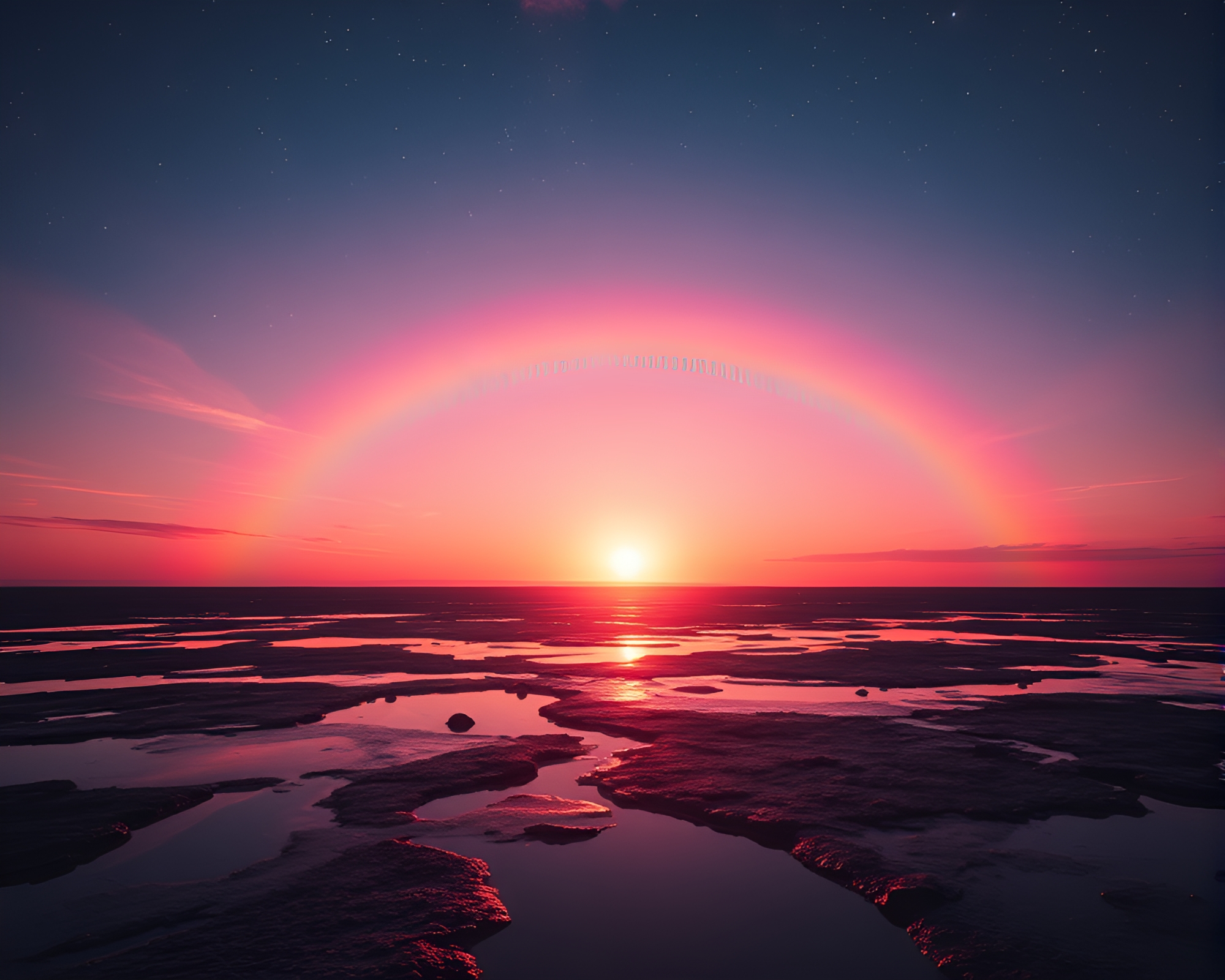 Oil Slick Rainbow Astral Sunrise Glow Photocollage – free AI stock image