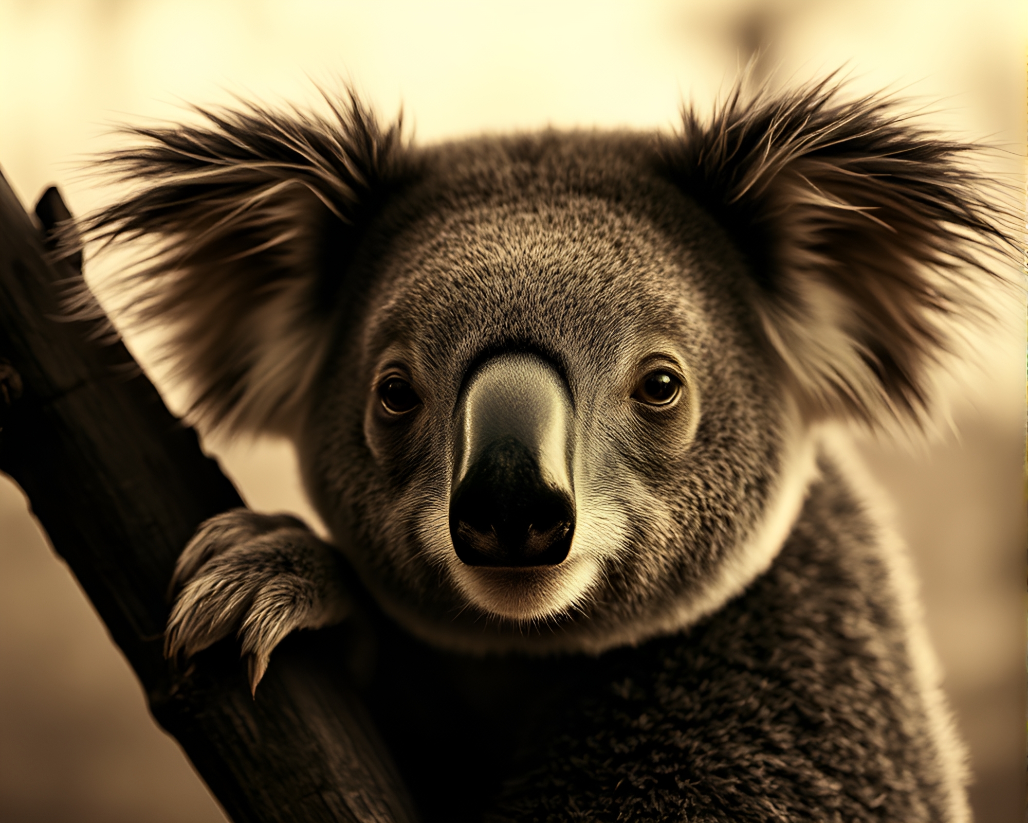 Koala in Noir Chrome Reflection – free AI stock image