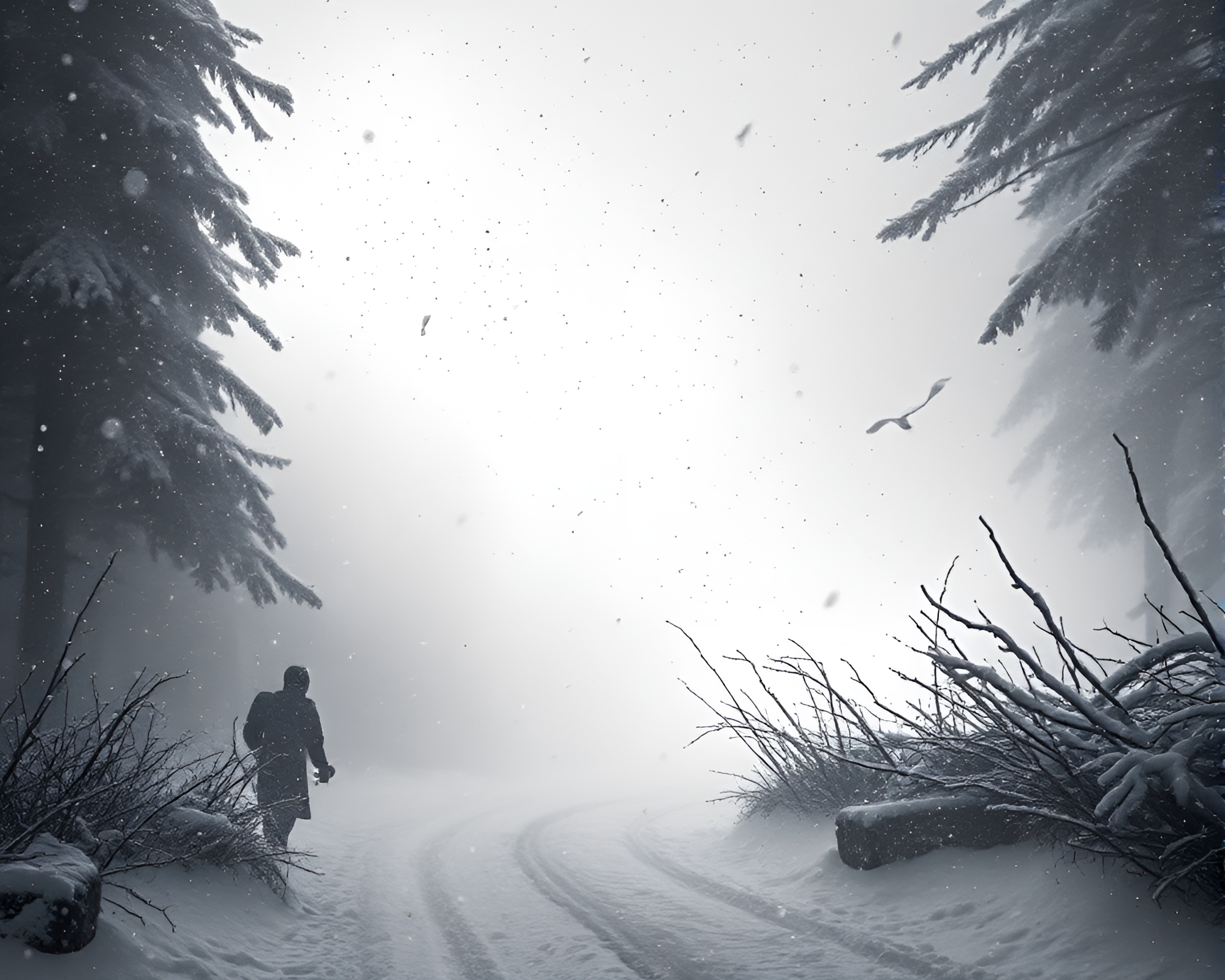 Ink Splashed Armor in Snow Noir – free AI stock image