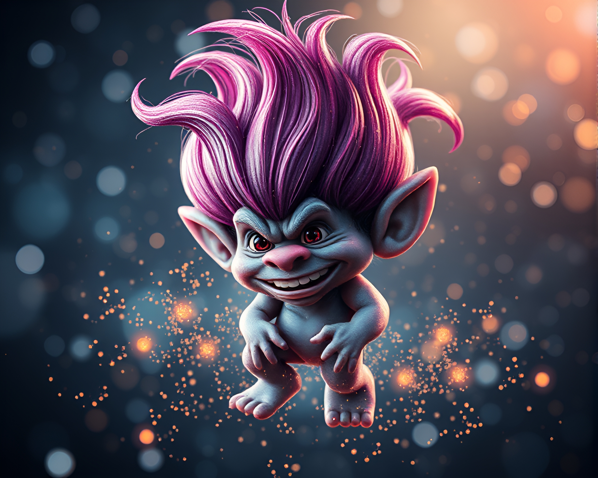Troll King amidst Gleaming Metallic Particles – free AI stock image