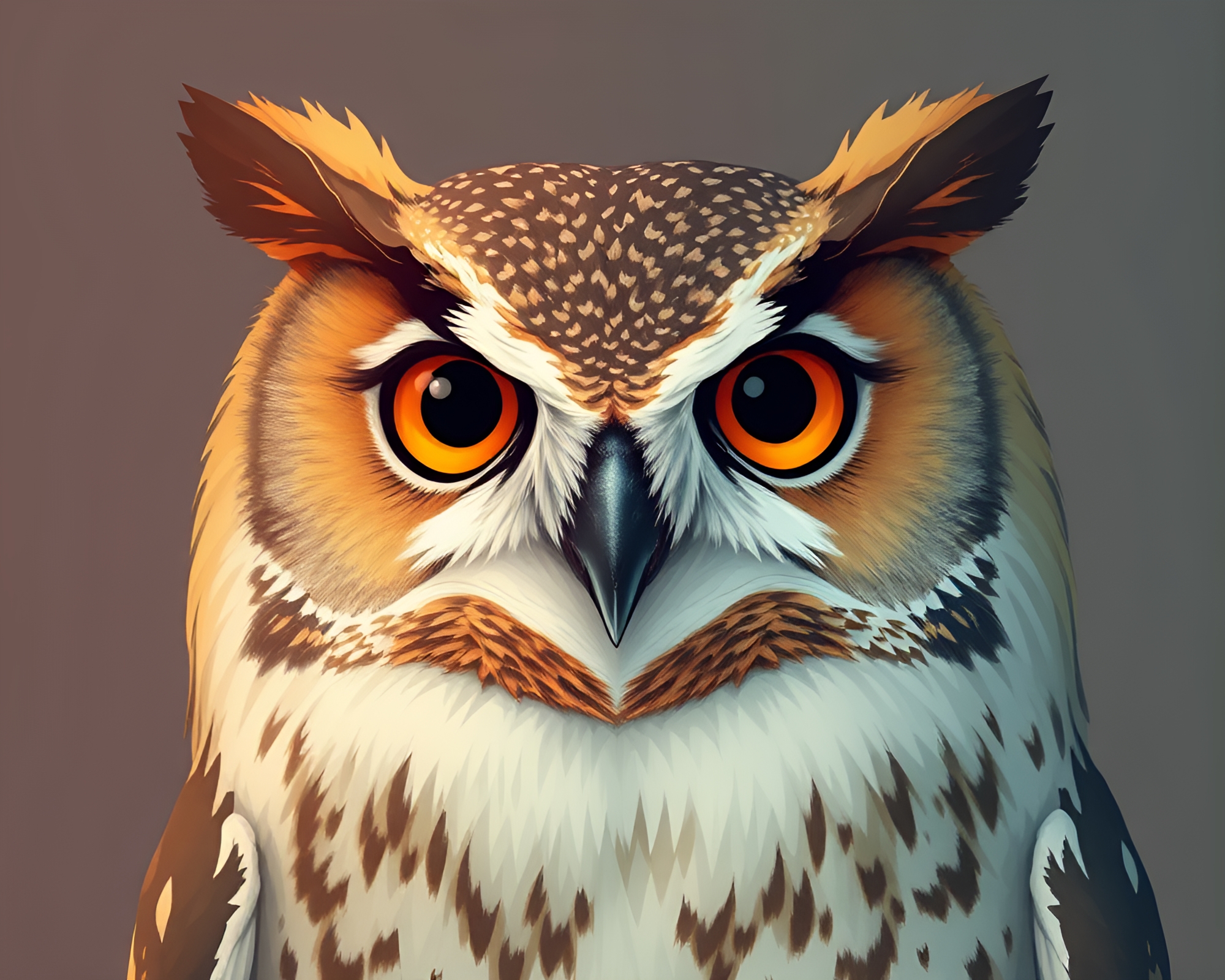 Enchanting Manga Owl Portrait in Earth Tone Gradient – free AI stock image