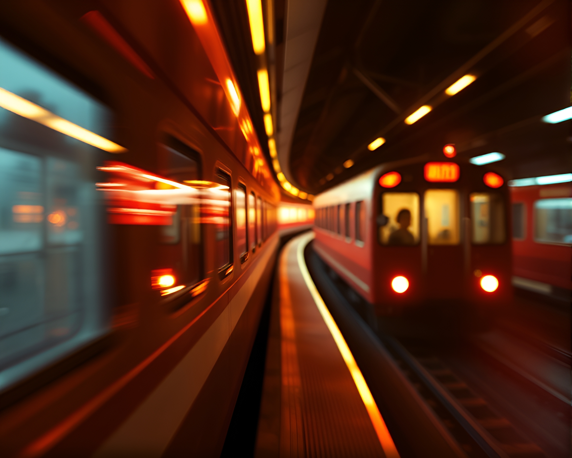Enchanting Origami Train Bathed in Copper Light Leaks – free AI stock image