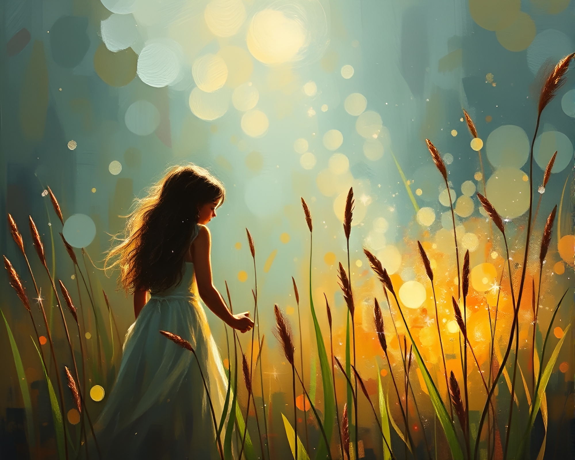 Savannah Fairy Light Sparkle Expressionist Painting – free AI stock image