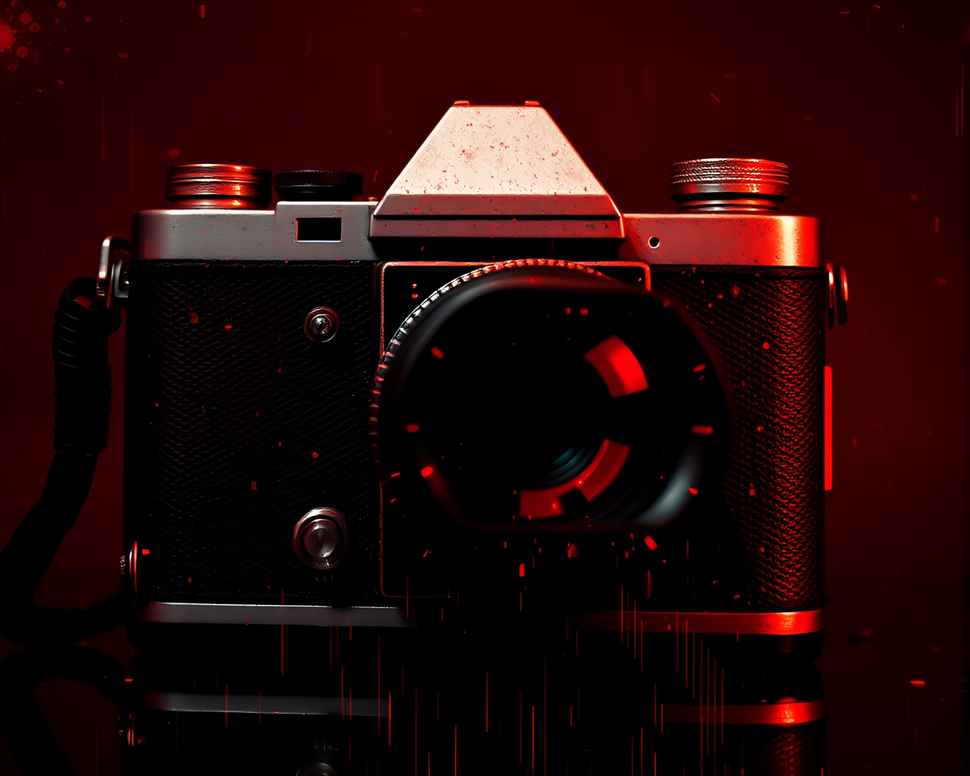 Cubist Antique Sextant in Monochrome Red – free AI stock image
