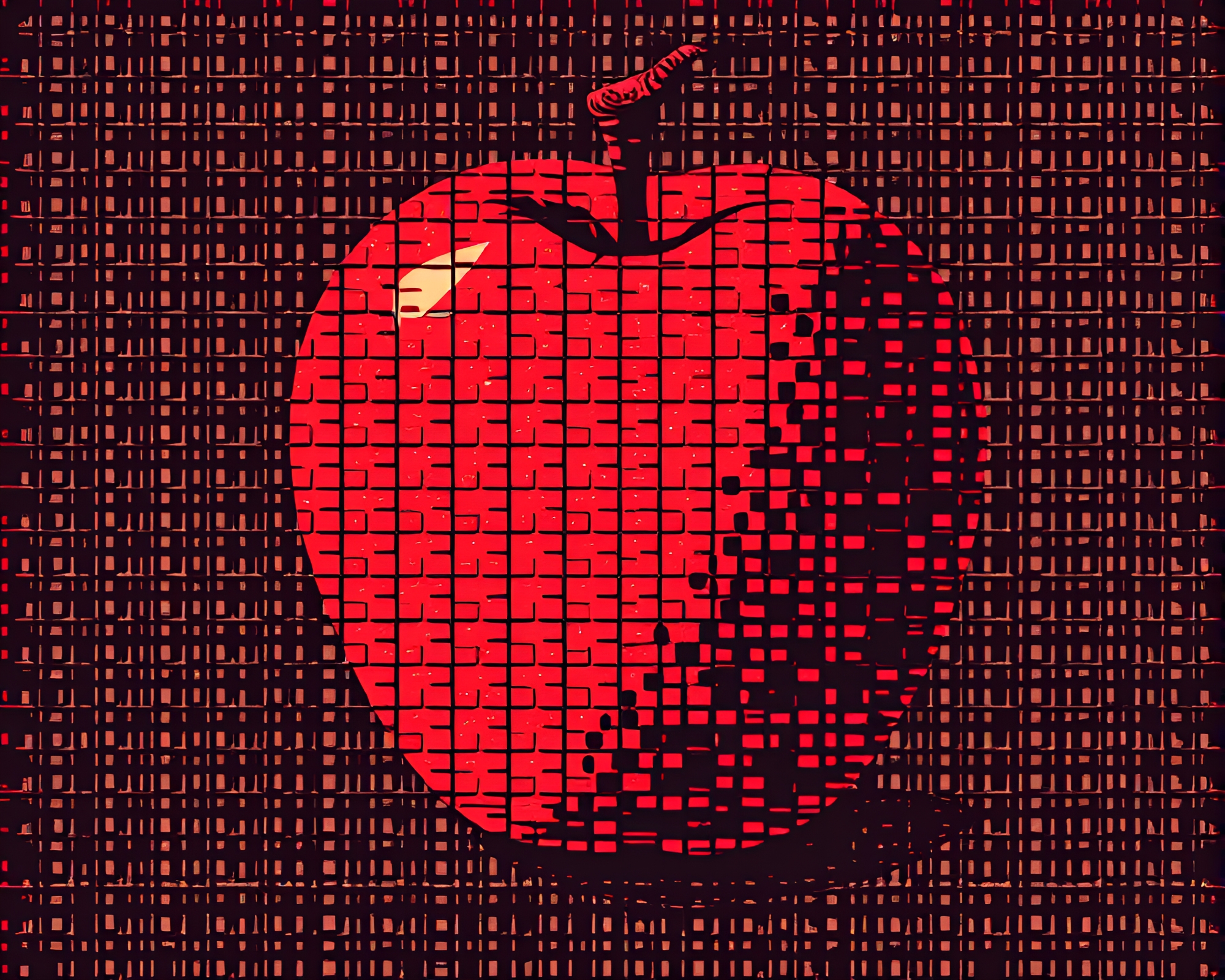 Halftone Grid Algorithmic Art: Apple Cider Concoction – free AI stock image