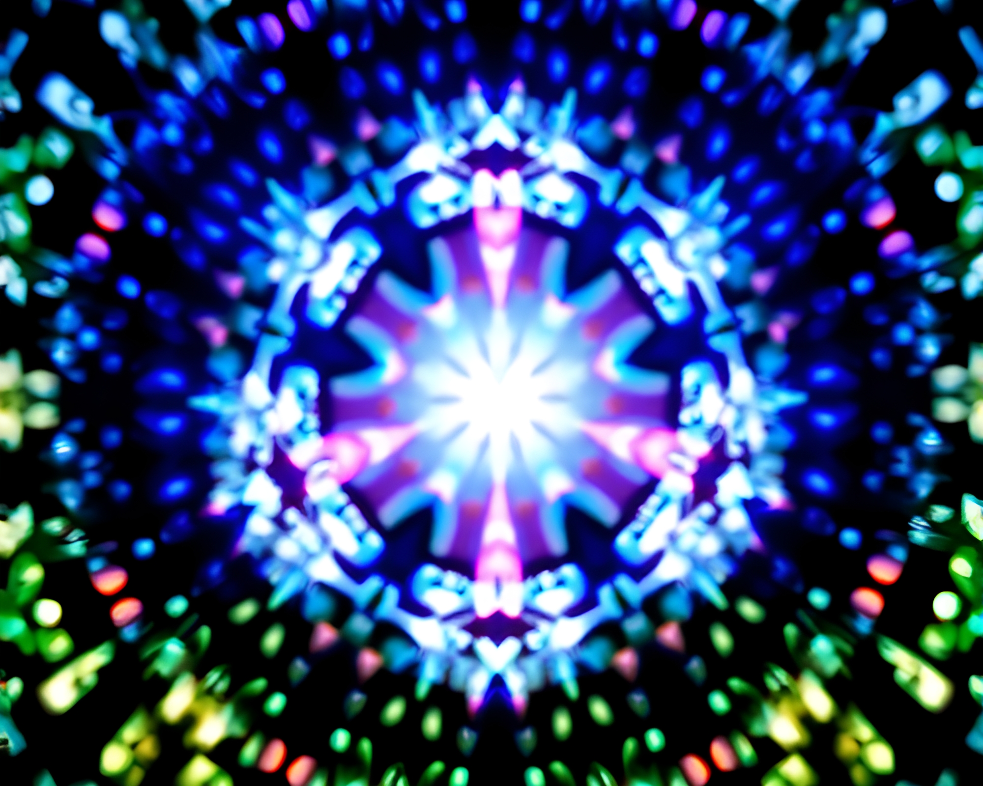 Kaleidoscope Pixelated Light Spotlight Circular Frame – free AI stock image